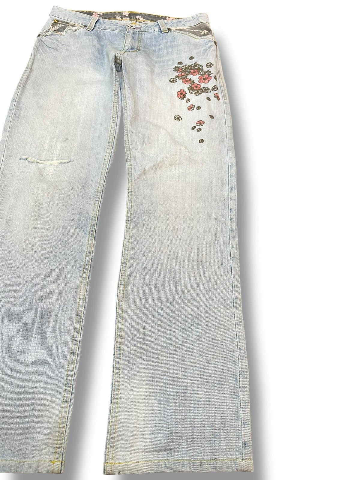 Beauty Beast × Japanese Brand Vintage Namitsu Faded Flower Embroidery Sukajan style Denim Size US 32 / EU 48 - 6 Thumbnail