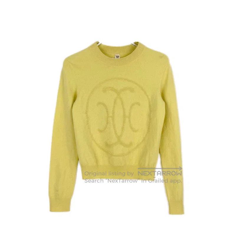 Hermes Hermes Yellow Large Logo Cashmere Sweater Size XS / US 0-2 / IT 36-38 - 1 Thumbnail