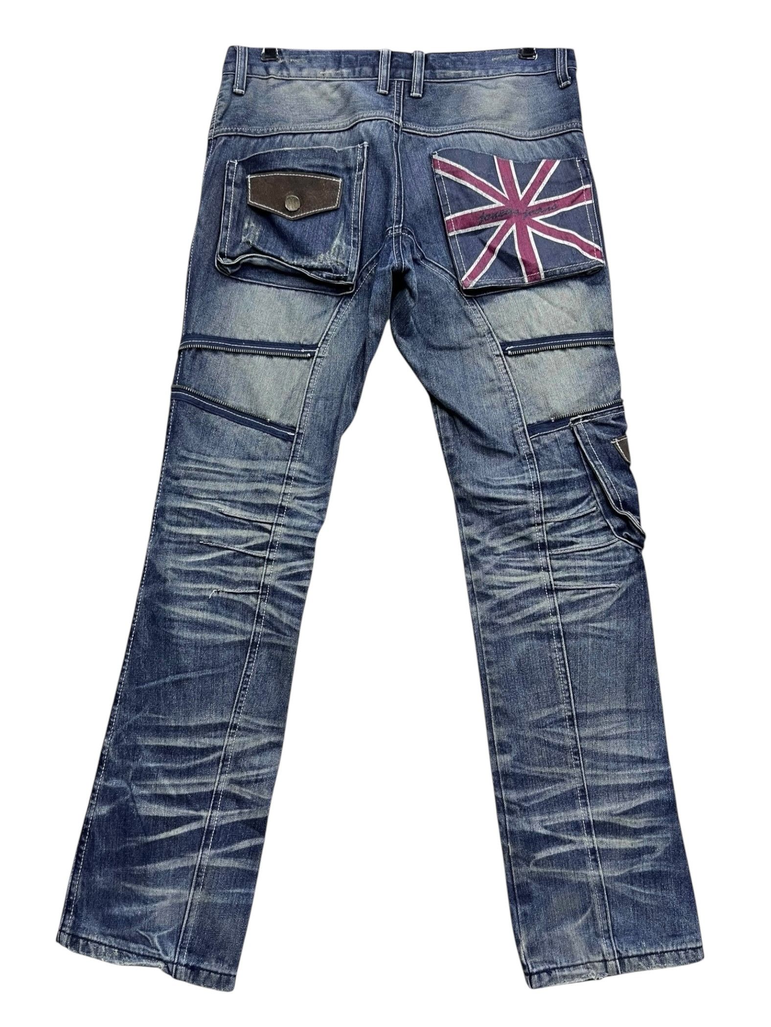Union LA FYE🔥Vintage Punk Grunge Union Jack Mudwash Clawmark Denim Size US 31 - 2 Thumbnail
