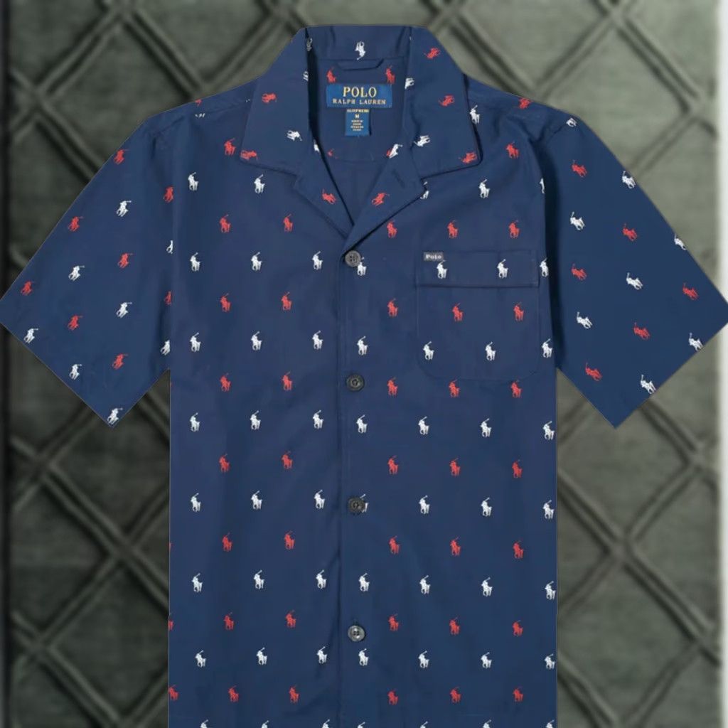 Polo Ralph Lauren Polo Ralph Lauren Pajama Top Shirt Allover Pony Short-Sleeve Multicolor Logo Collared Button Cotton Jersey Men Size L Instant Classic Size US S / EU 44-46 / 1 - 1 Thumbnail