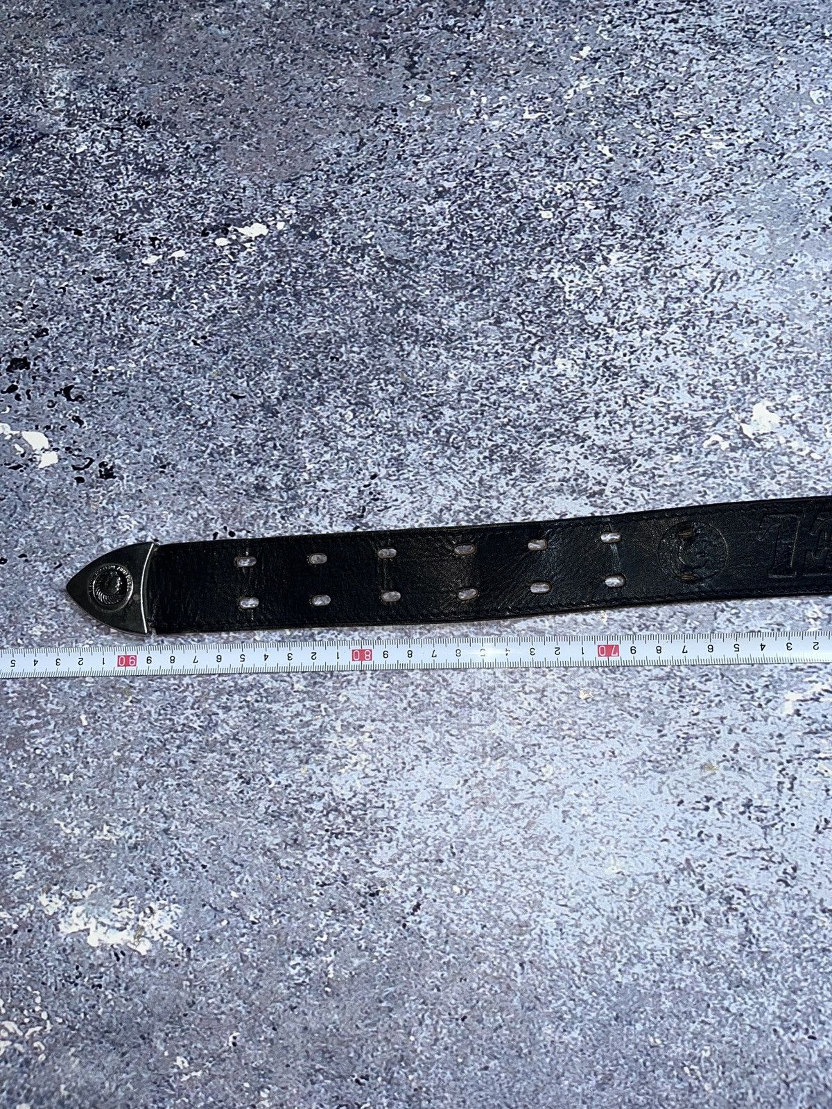 Vintage Y2K Diesel Belt Leather Metal Logo Japanese 93 cm