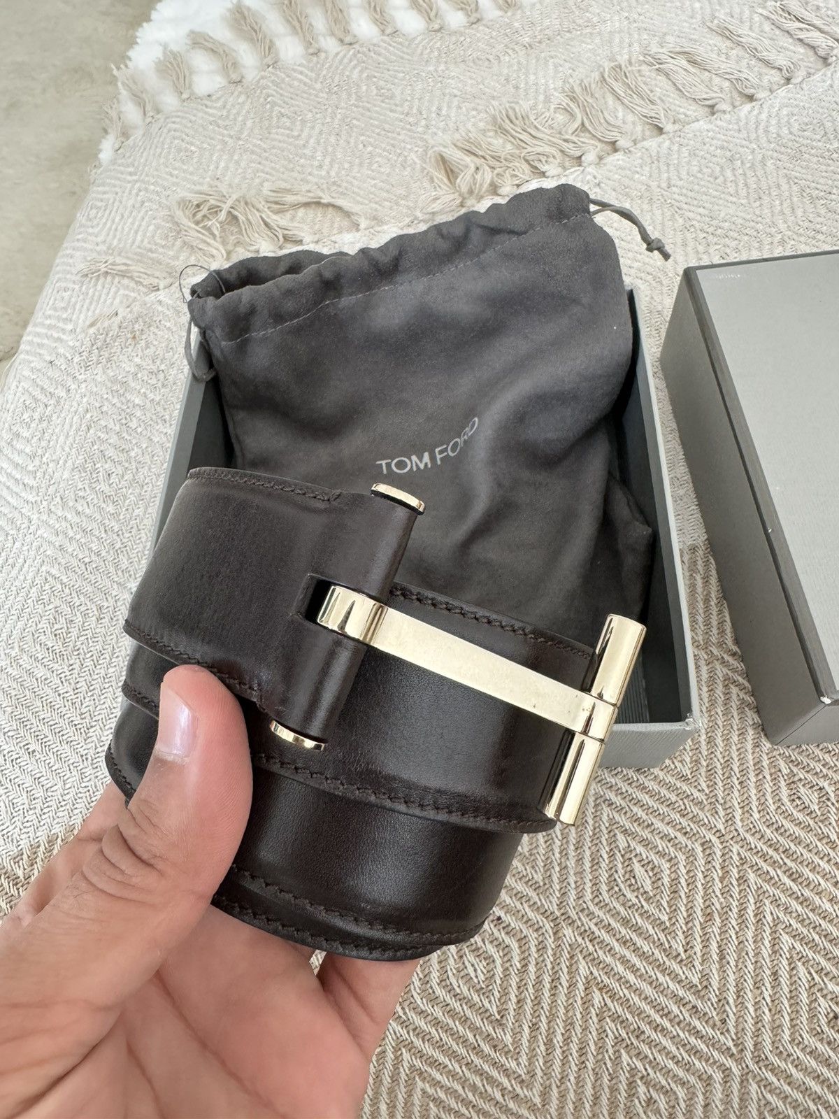 image of Tom Ford Buckle Belt in Brown, Men's
