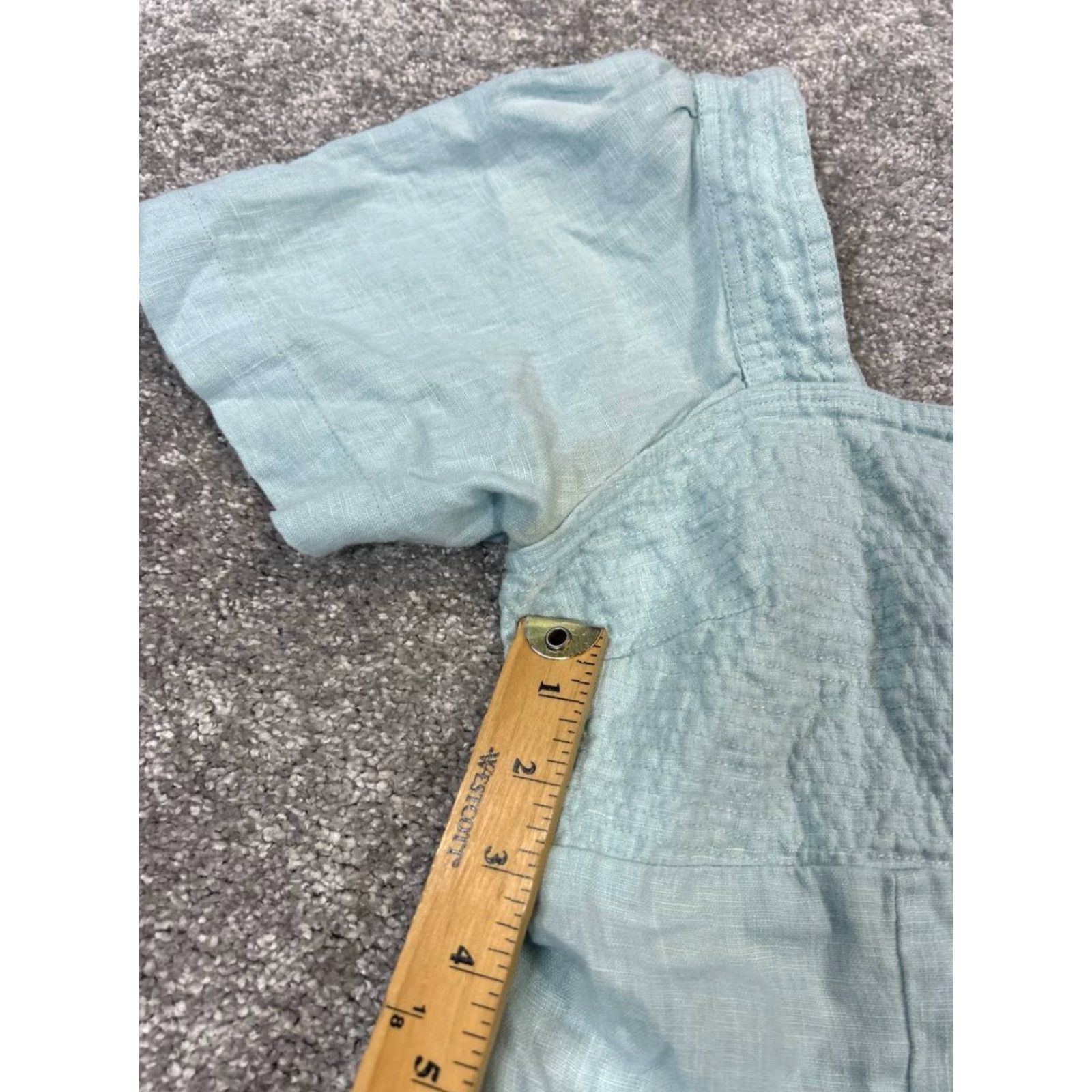 Madewell Madewell Dress Blouson Shirt Womens 2 Blue Linen Short Sleeve Square Neck Pullover Casual Spring Summer Mar 2 Womens Size XS / US 0-2 / IT 36-38 - 5 Thumbnail