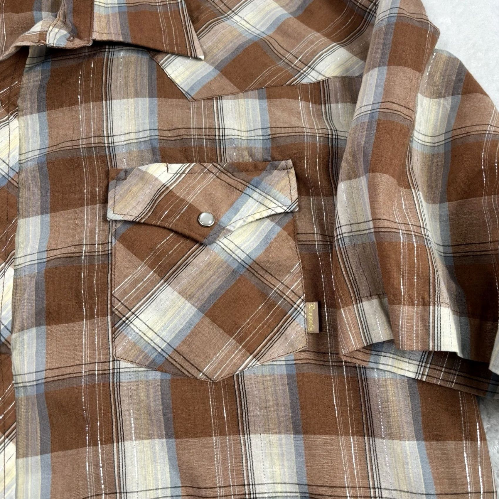 Vintage Dragonfly Western Shirt Mens 2XL Multicolor Plaid Short Sleeve Pearl Snap Button Collared, Men's (Size Xxl) — image 2 of 6