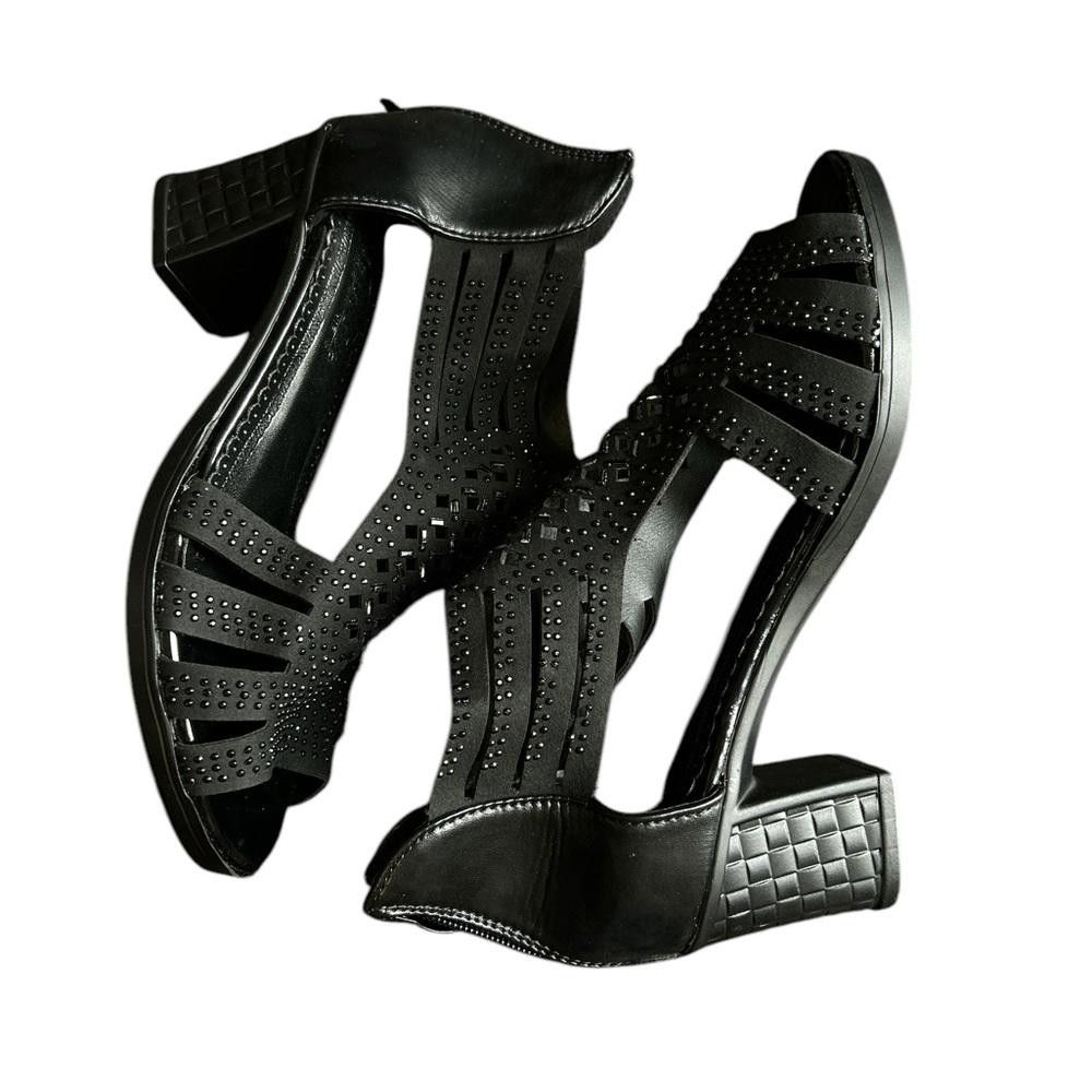 Designer Brand new Black Rhinestone Embellished Sandals Size 8 Size US 5.5 / IT 35.5 - 2 Thumbnail