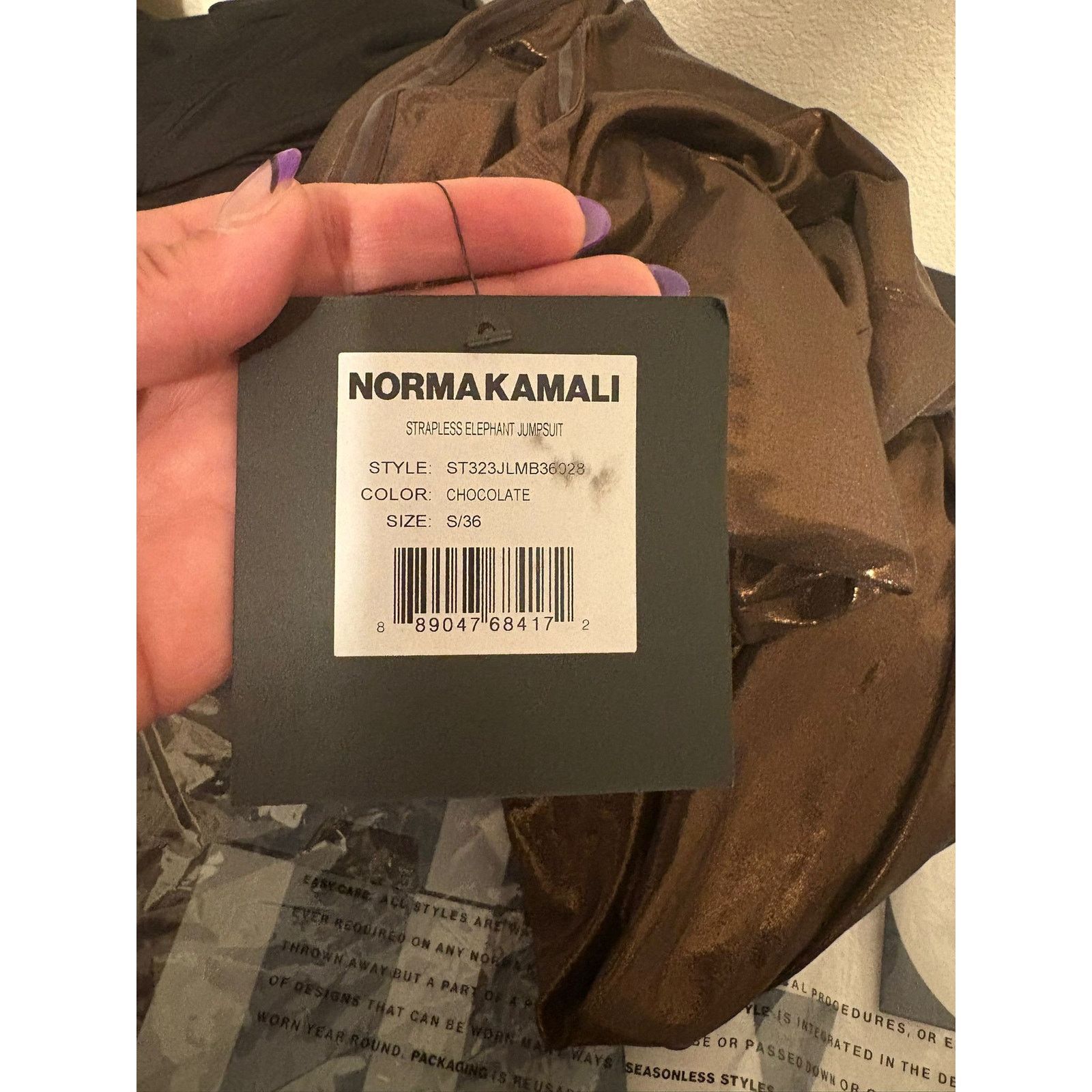 Norma Kamali Norma Kamali Chocolate Strapless Jumpsuit S NWT Size 28" / US 6 / IT 42 - 5 Thumbnail