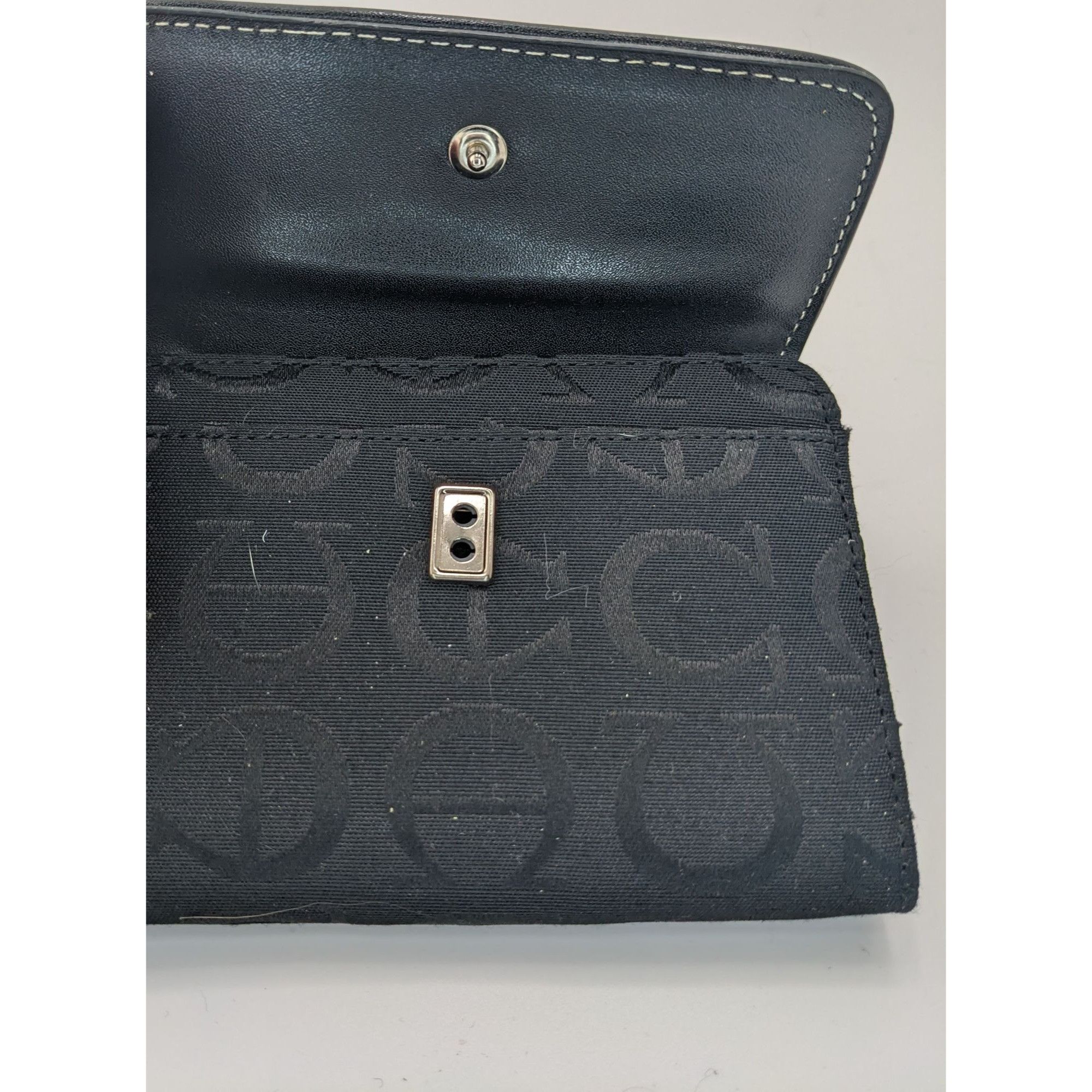 Etienne Aigner Etienne Aigner Black Monogram Canvas Wallet 5"x4"x1" With Sn Size ONE SIZE - 7 Thumbnail
