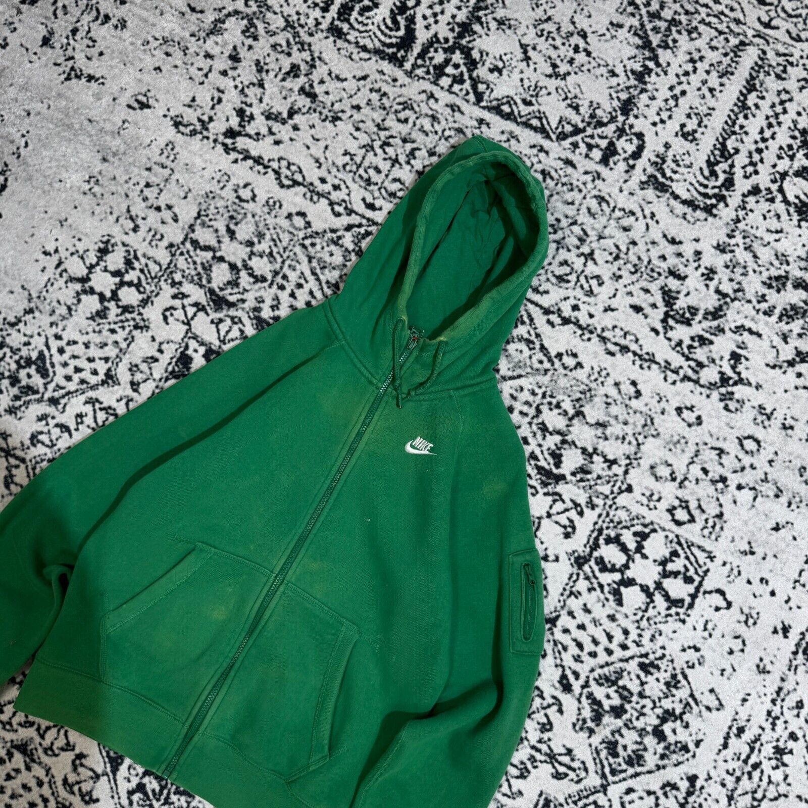 Nike × Vintage Vintage Nike Green Cotton Hoodie Zip Size S MA-1 Pocket Size US S / EU 44-46 / 1 - 2 Thumbnail