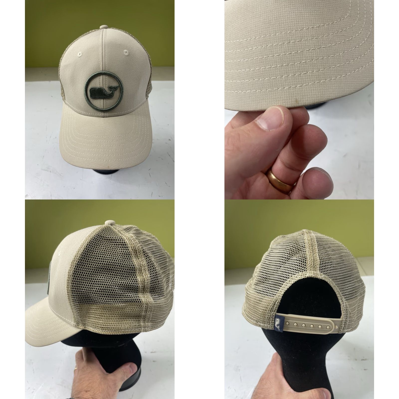 Vineyard Vines Vineyard Vines Trucker Hat Cap One Size Beige Men Whale Performance Cap Brown & Beige (No rips or tears) Size ONE SIZE - 8 Thumbnail