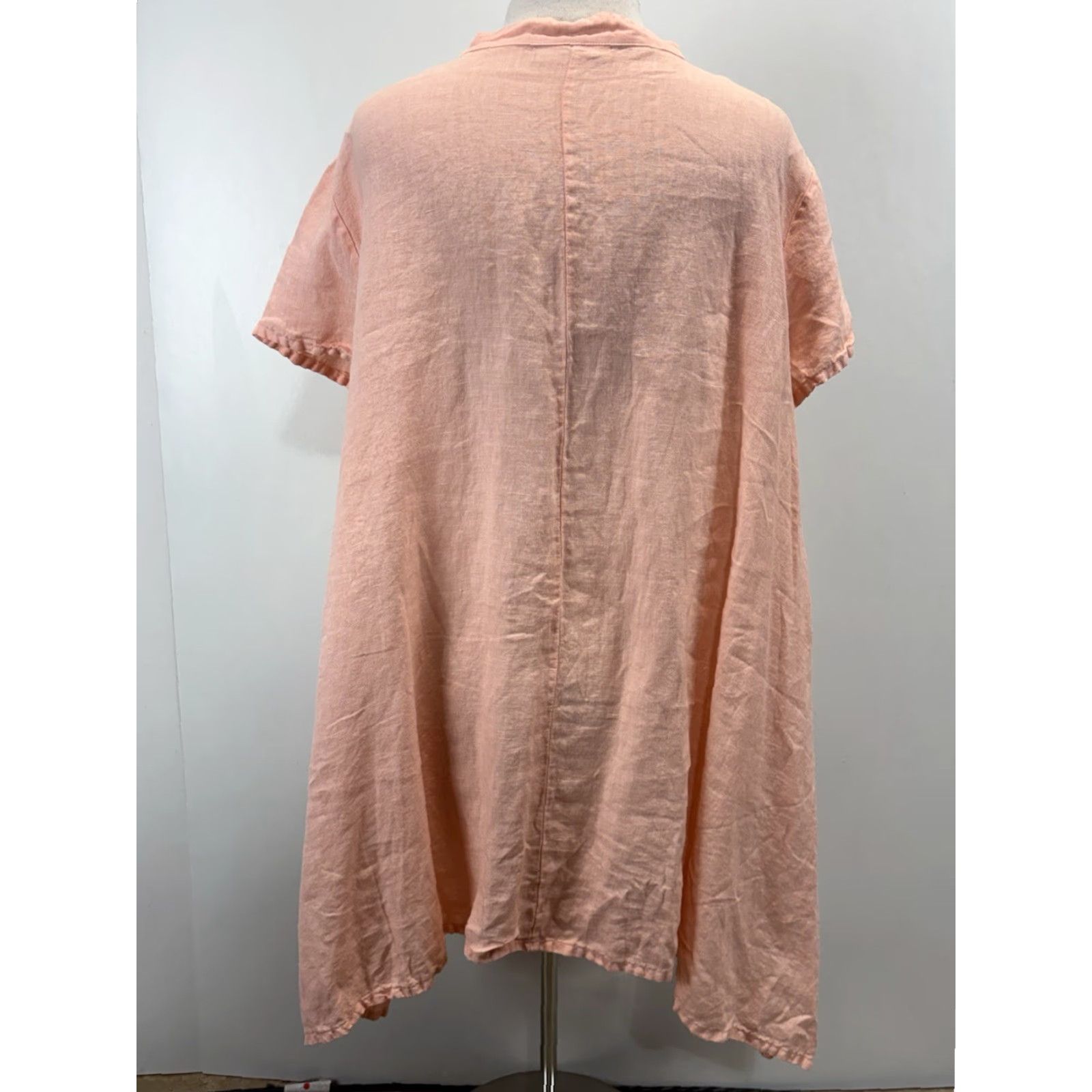Pinko Bryn Walker Shirt Tunic Linen Pink Button-Up XL Women’s Casual Travel USA Lagenlook Size XL / US 12-14 / IT 48-50 - 3 Thumbnail