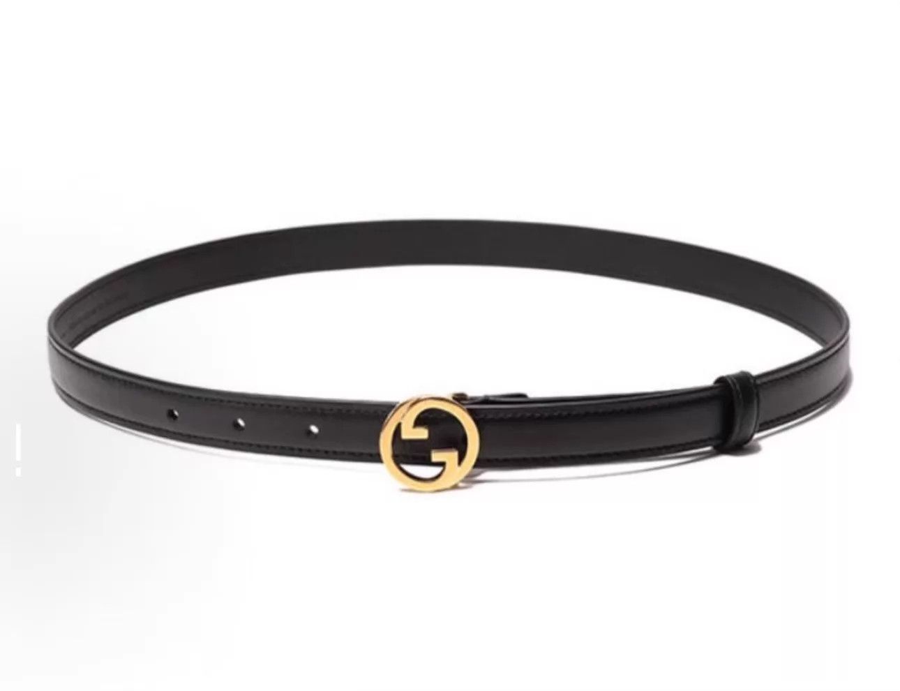 Gucci GUCCI 75cm black gold double G buckle leather belt Size ONE SIZE - 1 Thumbnail