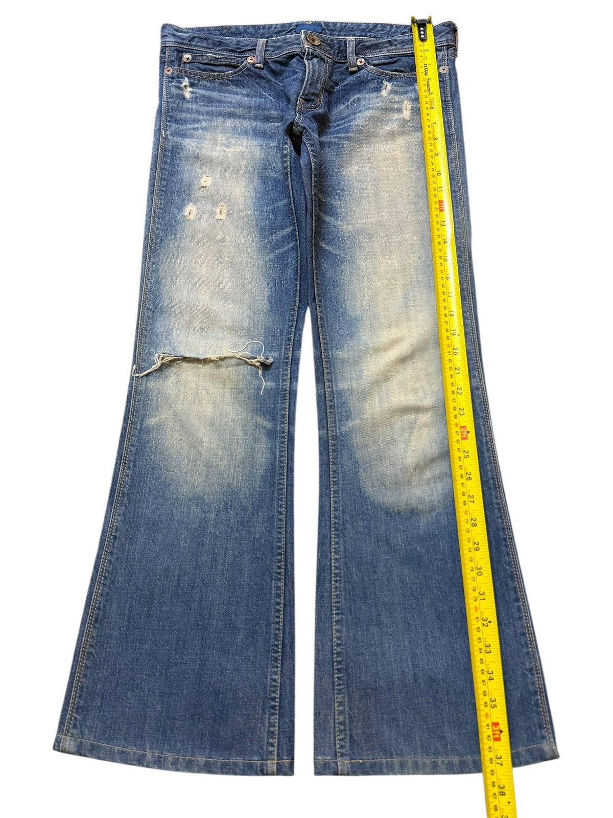 Edwin Vintage Y2K Edwin Mud Wash Faded Distressed Wide Leg Flare Size US 32 / EU 48 - 9 Thumbnail