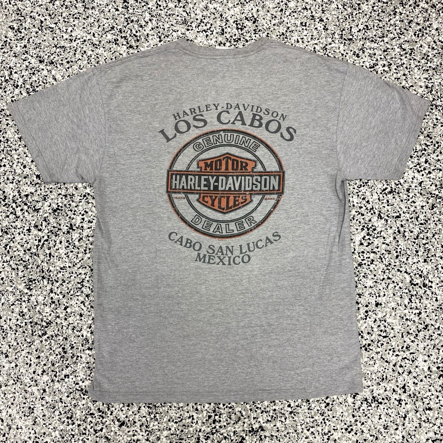 Harley Davidson VINTAGE Harley-Davidson Cabo San Lucas Mexico T-Shirt Size Large Mens Gray Cotton Knit Embroidered Logo Crew Neck Short Sleeve Size US L / EU 52-54 / 3 - 4 Thumbnail
