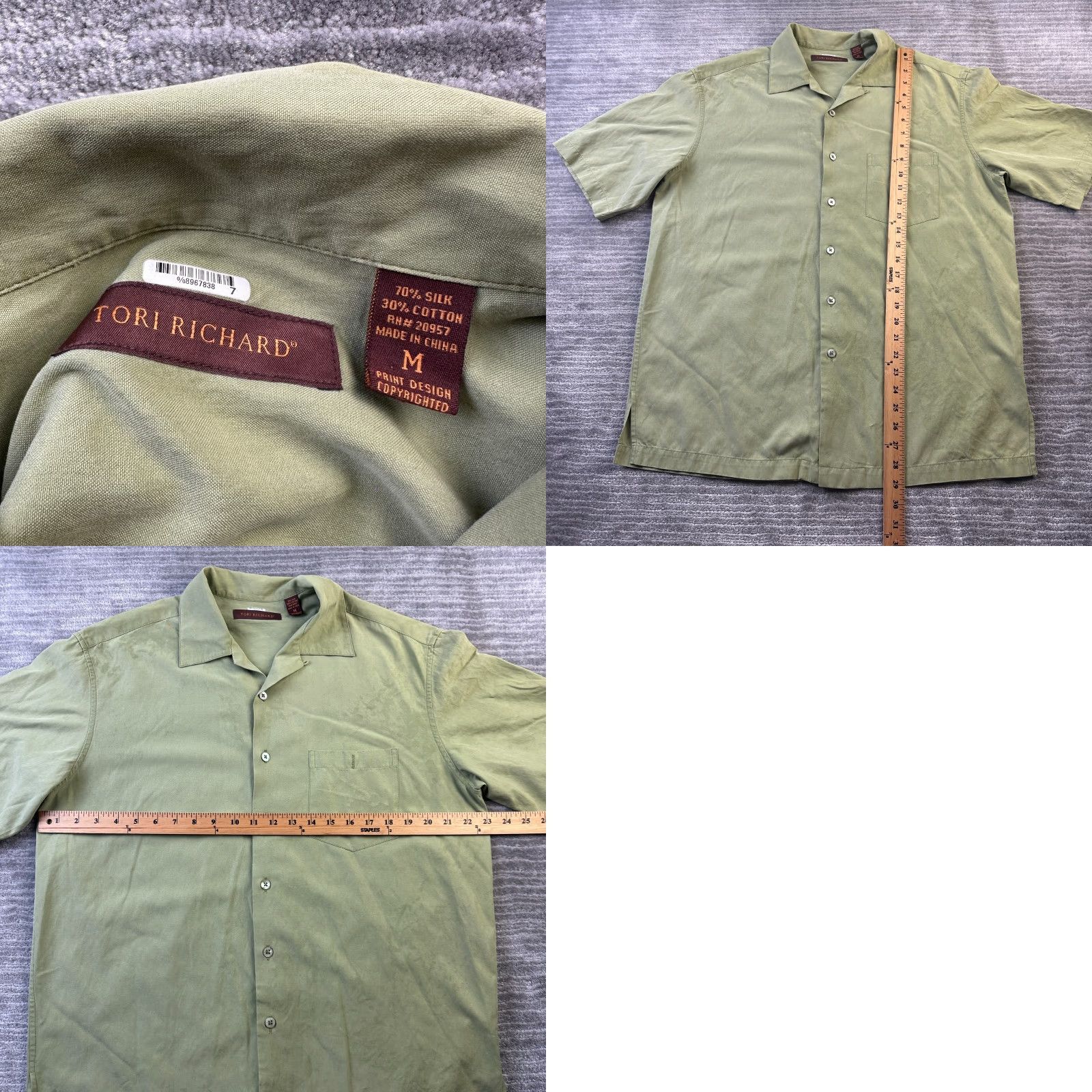 Tori Richard Tori Richard Shirt Mens Medium Green Panel Back Button Up Wine Size US M / EU 48-50 / 2 - 8 Thumbnail