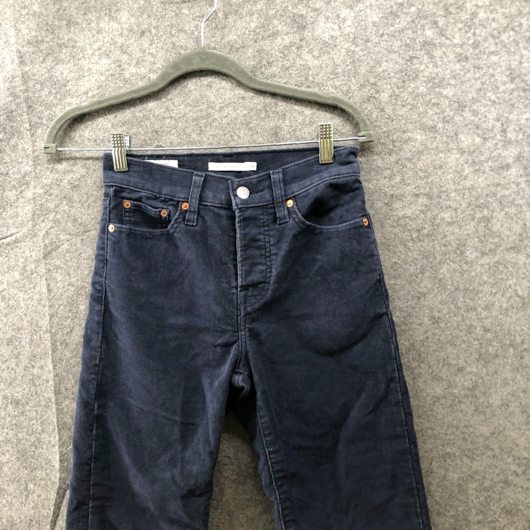 Levi's Levi's Wedgie Straight Corduroy Jeans Womens 24 Blue Button Fly 5 Pocket Jeans Size 42" / US 20 - 3 Thumbnail
