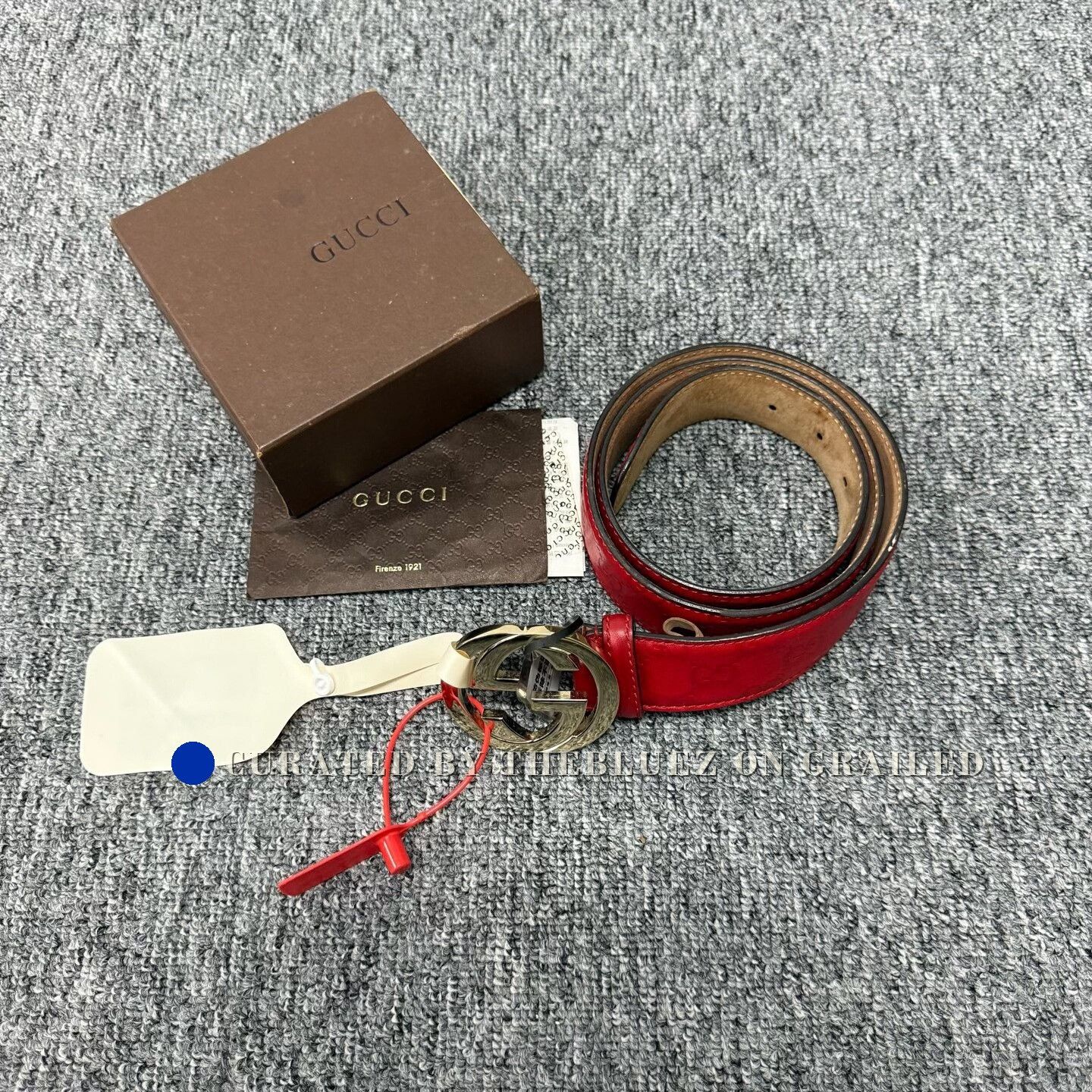 Gucci Red Leather Belt with Gold Double-G Buckle Gucci Gold Double G Buckle Red Belt main image 3