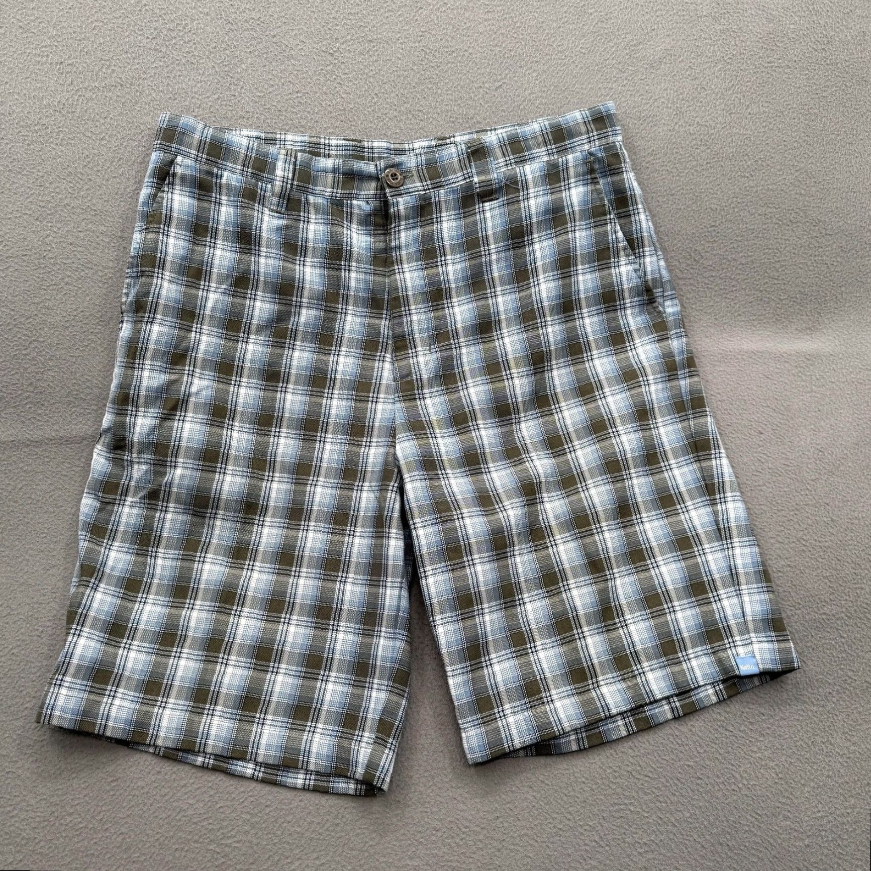 Katin Katin Shorts Mens 34 Blue Plaid Chino Polyester Rayon Casual Pockets Summer Size US 34 / EU 50 - 2 Thumbnail