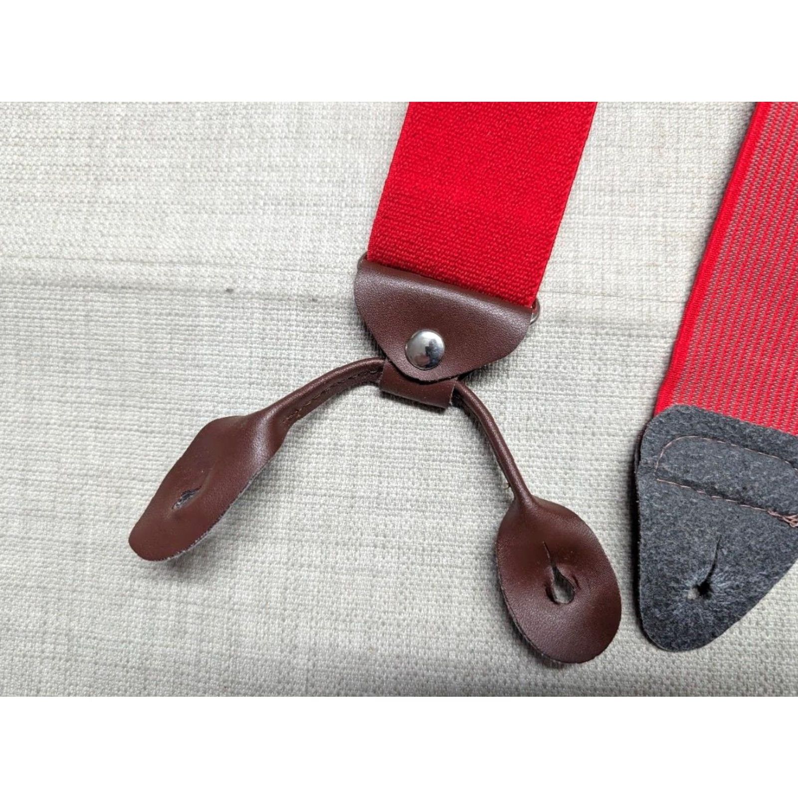 Vintage VINTAGE SUSPENDERS Canvas Elastic Straps Men One Size Red Suspender Band Brace-Hunting Bracelets? Size ONE SIZE - 3 Thumbnail