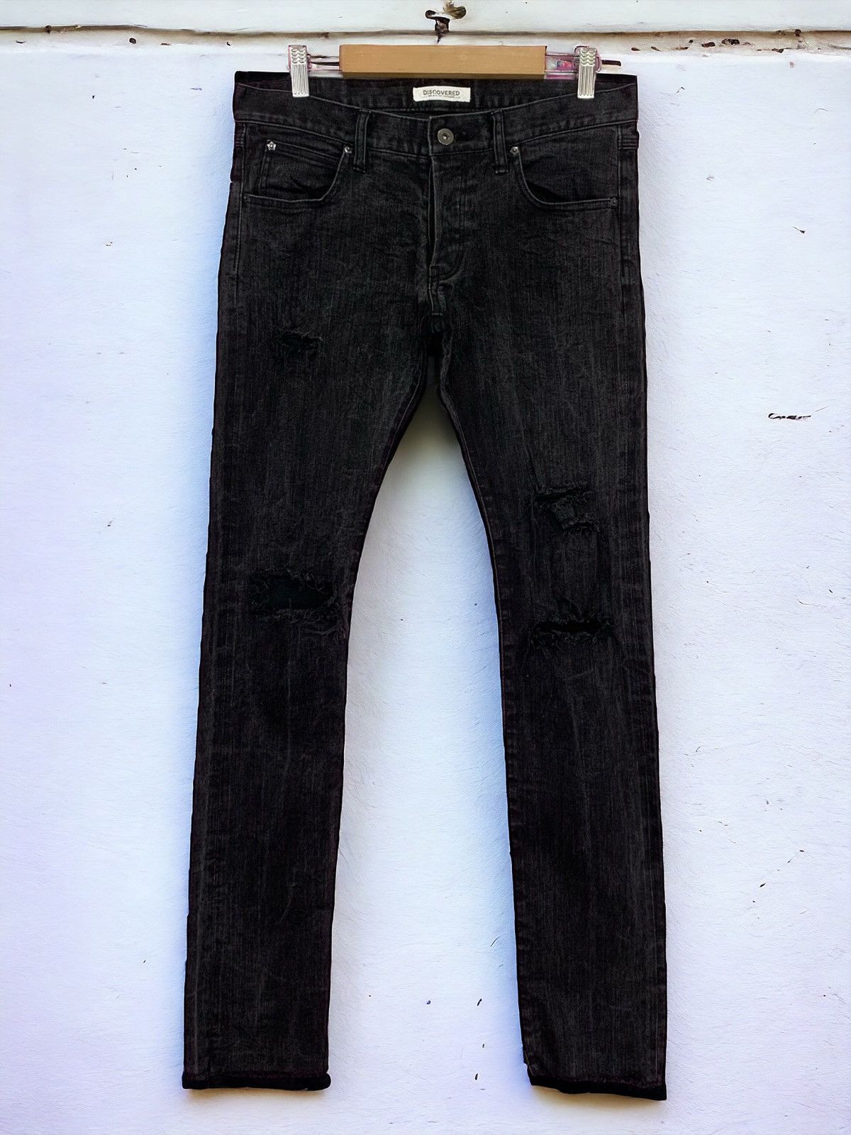 DISCOVERED × Japanese Brand Discovered Japanese Skinny Distressed Denim Pants (AD27) Size 29" - 1 Thumbnail