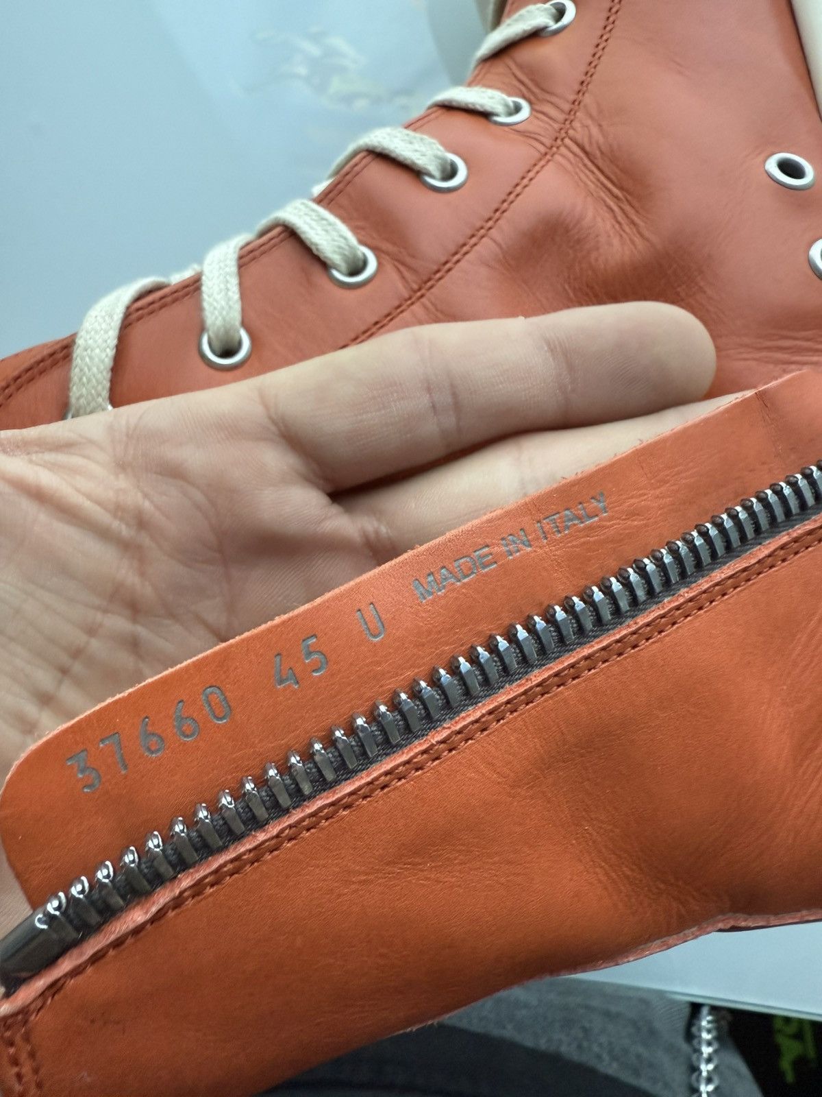 Rick Owens Rick Owens Orange Ramones Mainline Leather High Top Size US 12 / EU 45 - 8 Thumbnail