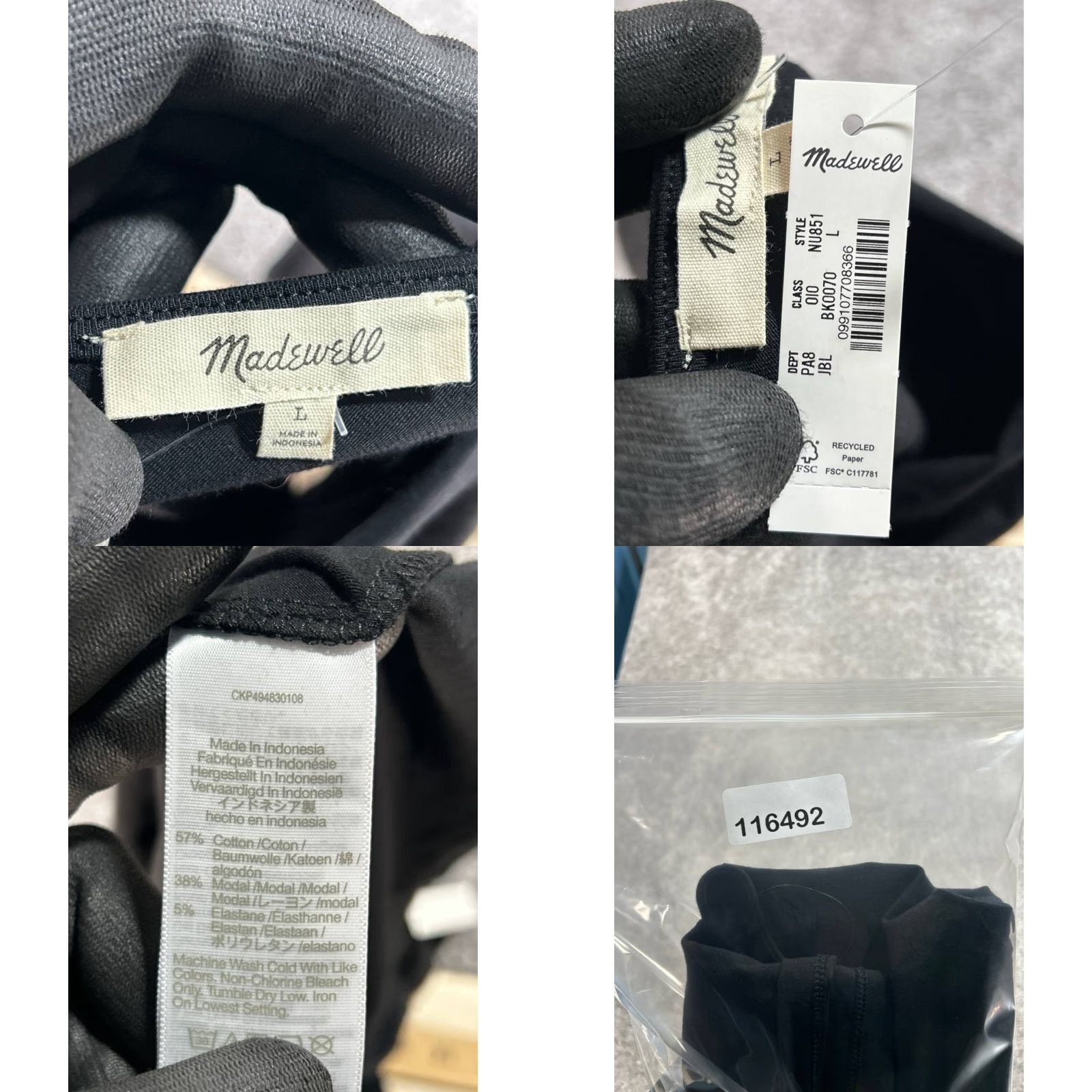 Madewell Madewell T-Shirt Womens Large Black Cotton Elastane Slim Low Back Sleeveless Crew Neck Casual Flatting New Size L / US 10 / IT 46 - 8 Thumbnail