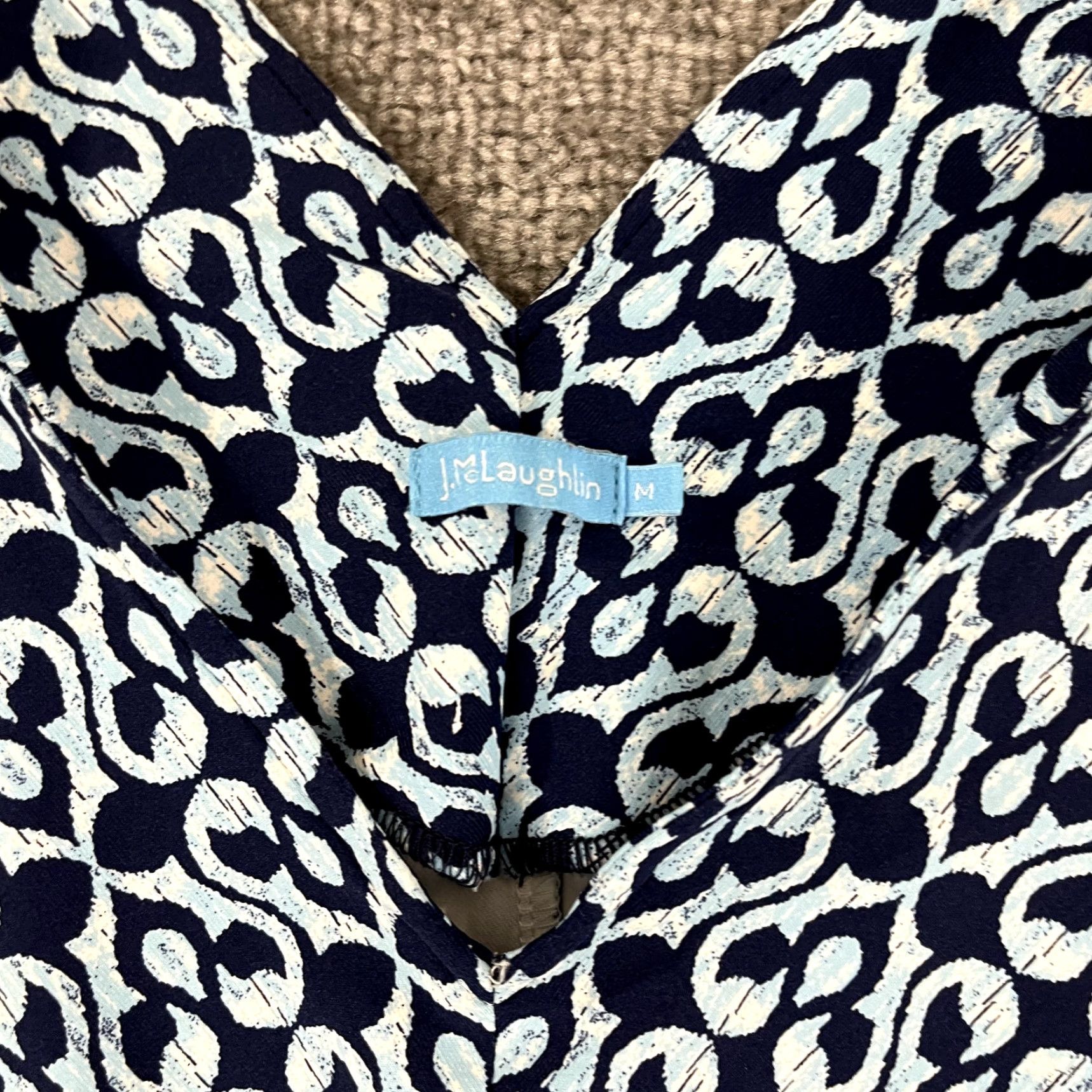 J.McLaughlin J. McLaughlin Dress Women Medium Blue Abstract 37" Shift Catalina Stretch Pockets Size M / US 6-8 / IT 42-44 - 3 Thumbnail