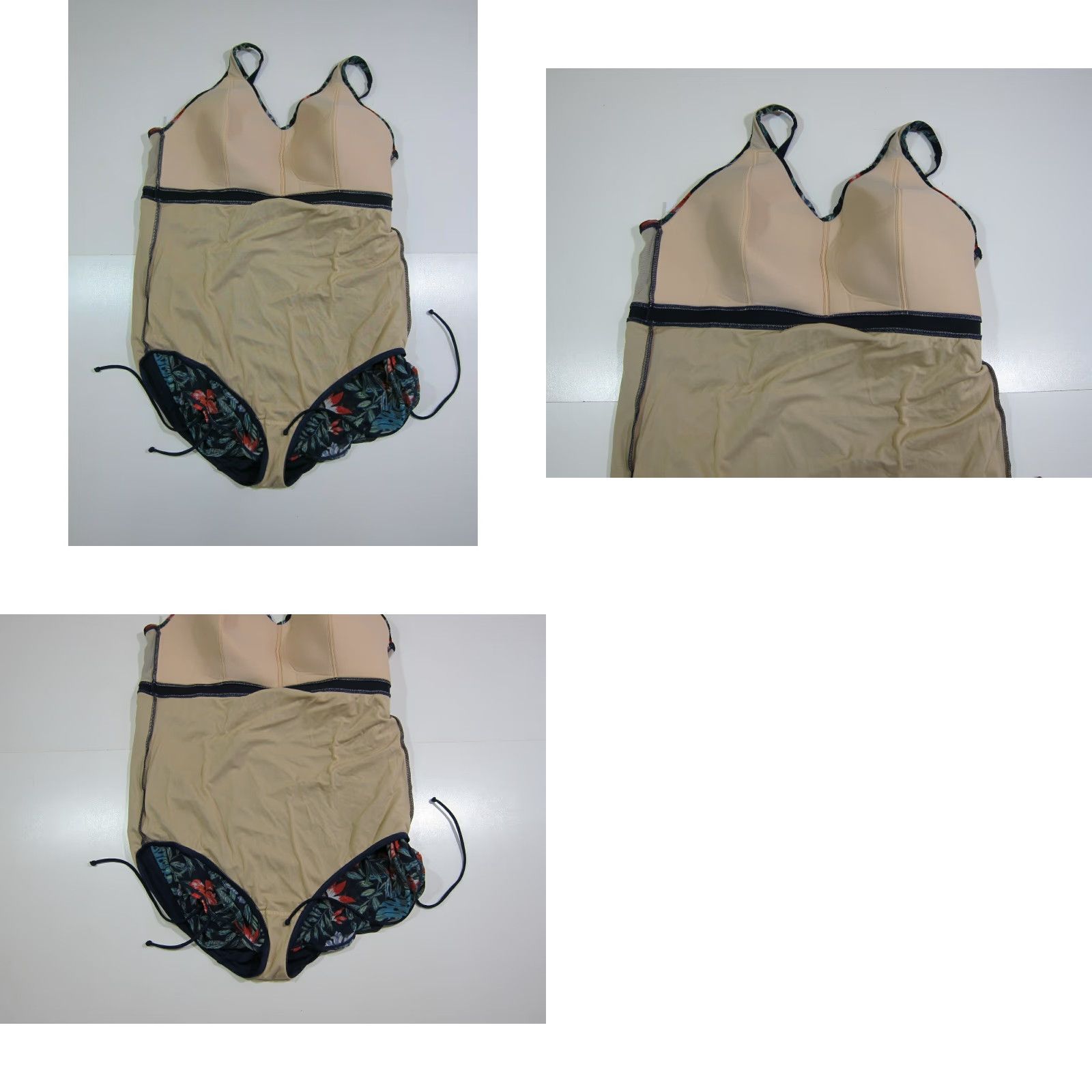 Vintage NWT Cacique Blue Green Floral Lightly Lined One Piece Swimsuit Dress Women 24 Size 4XL / US 24-26 - 8 Thumbnail
