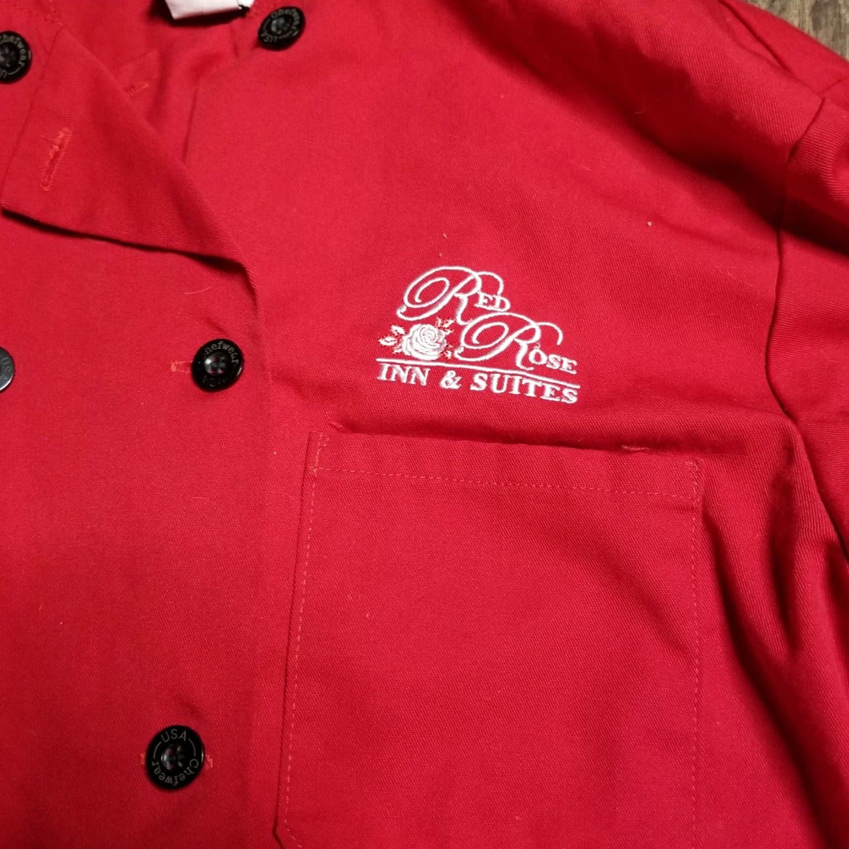 Vintage CHEF WEAR WOMEN'S M LONG SLEEVE JACKET CHEF COAT Red Rose Inn Plant City FL Size M / US 6-8 / IT 42-44 - 3 Thumbnail