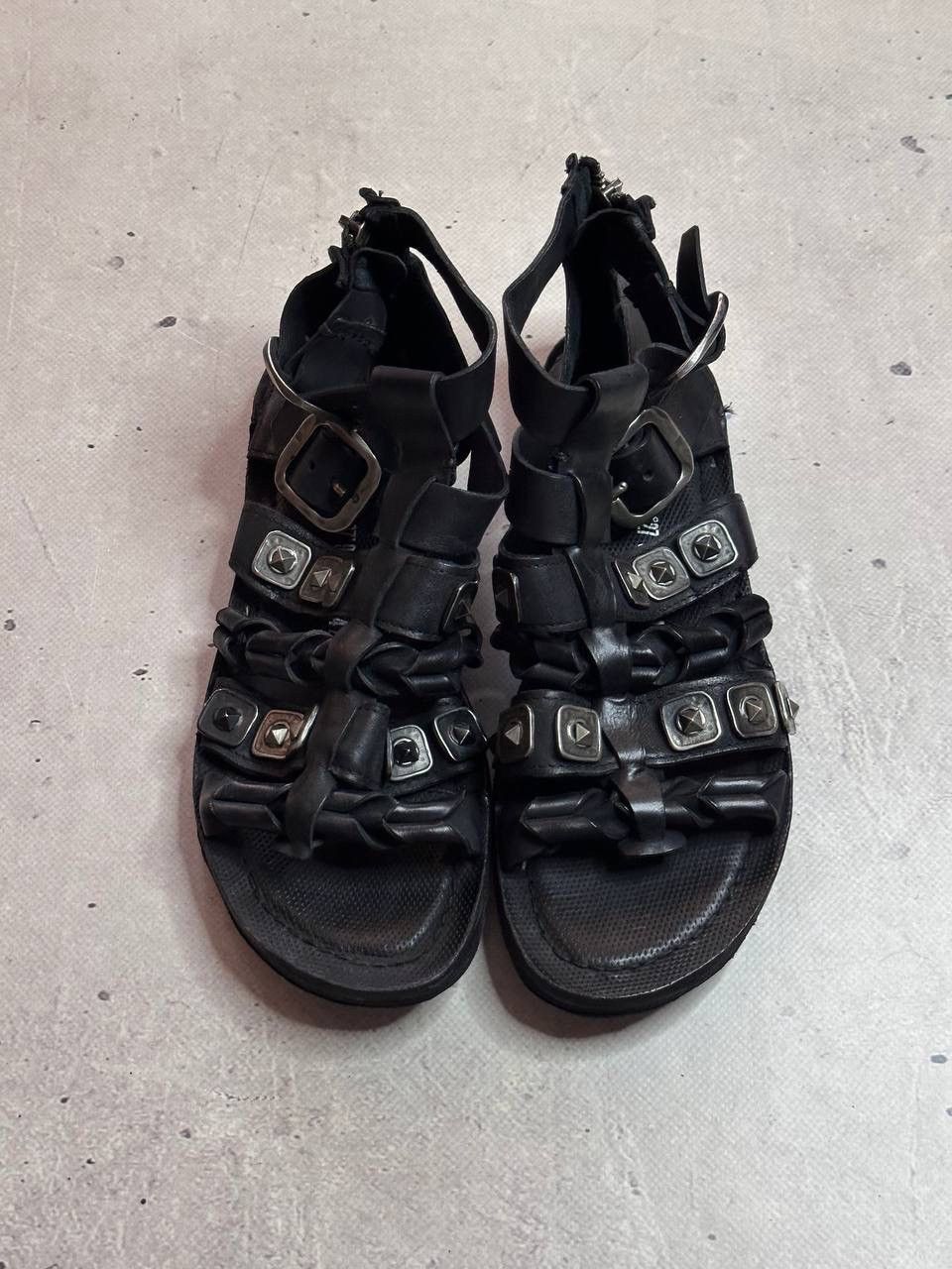A.S.98 A.S.98 Studded Leather Gladiator Sandals Black 40 Buckle Zip Size US 9 / IT 39 - 3 Thumbnail