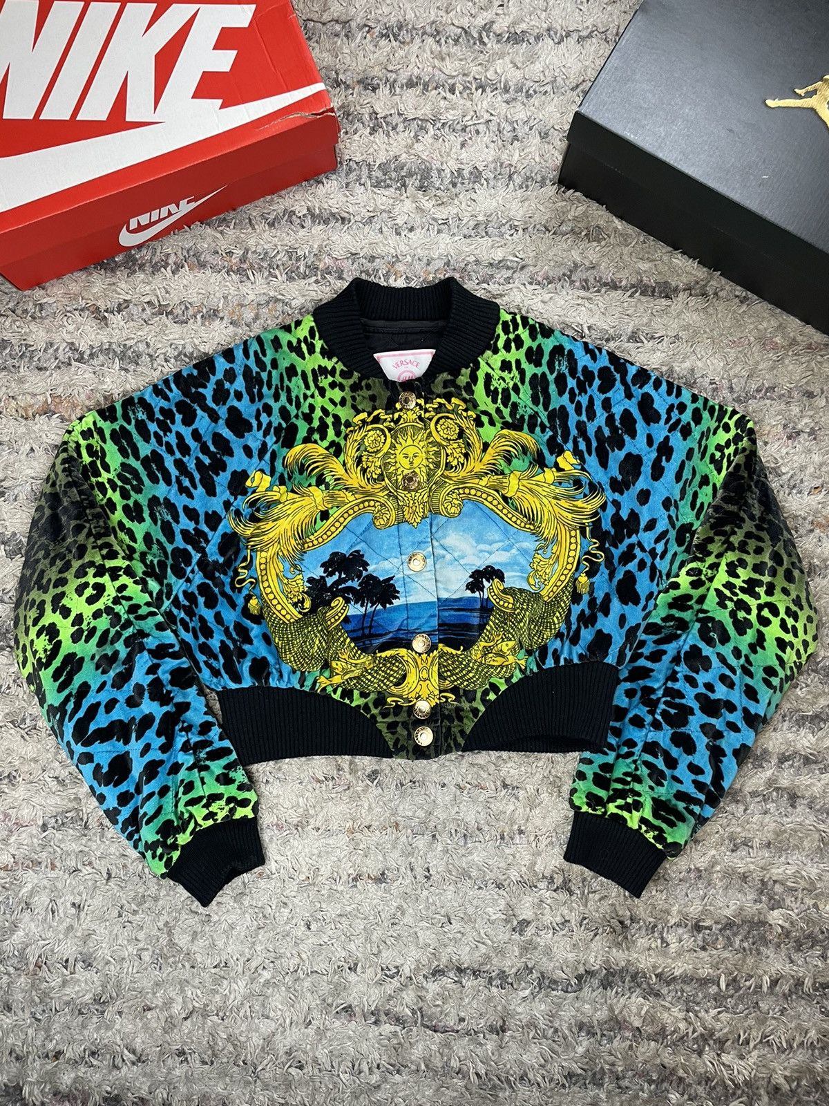Versace VERSACE H M WOMENS BOMBER PRINT VELVET JACKET Grailed