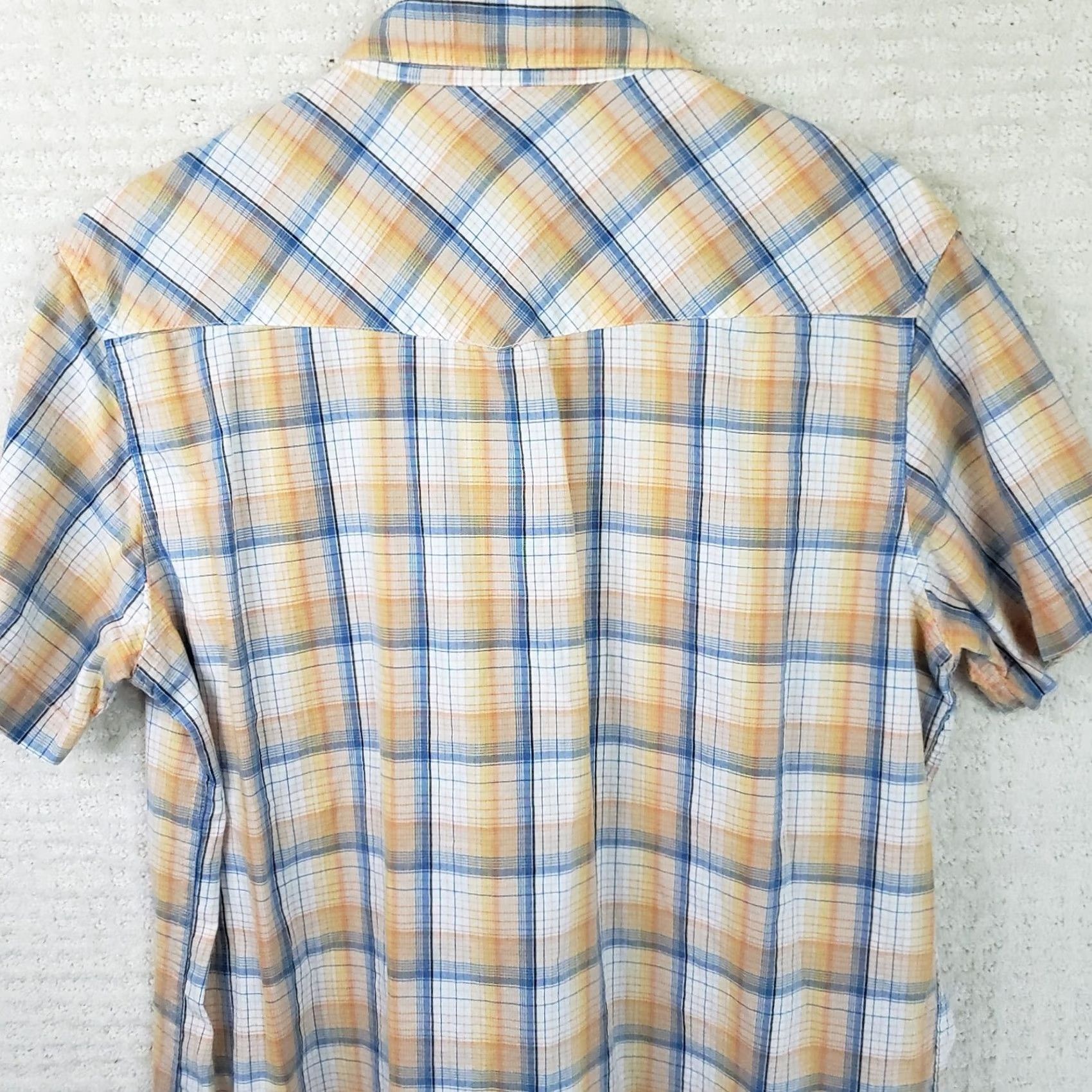 Vintage VINTAGE AriZona Western Shirt Cotton Blue Peach Plaid Short Sleeve Pearlsnap Button-Up M Mens BB 90s Size US M / EU 48-50 / 2 - 7 Thumbnail