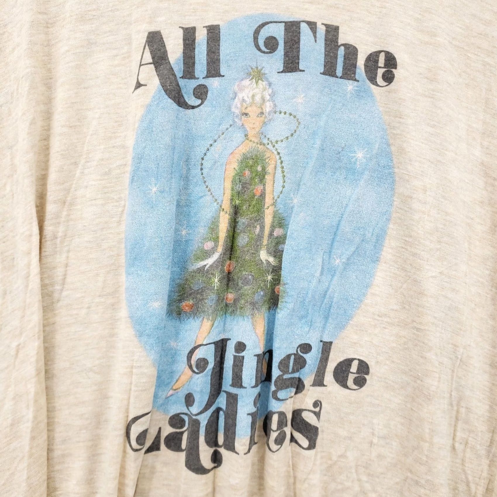 Vintage Judith March T-Shirt Womens L Beige Cold Shoulder Santa Christmas Holiday 90s Theme Shirts Womens L Size L / US 10 / IT 46 - 7 Thumbnail