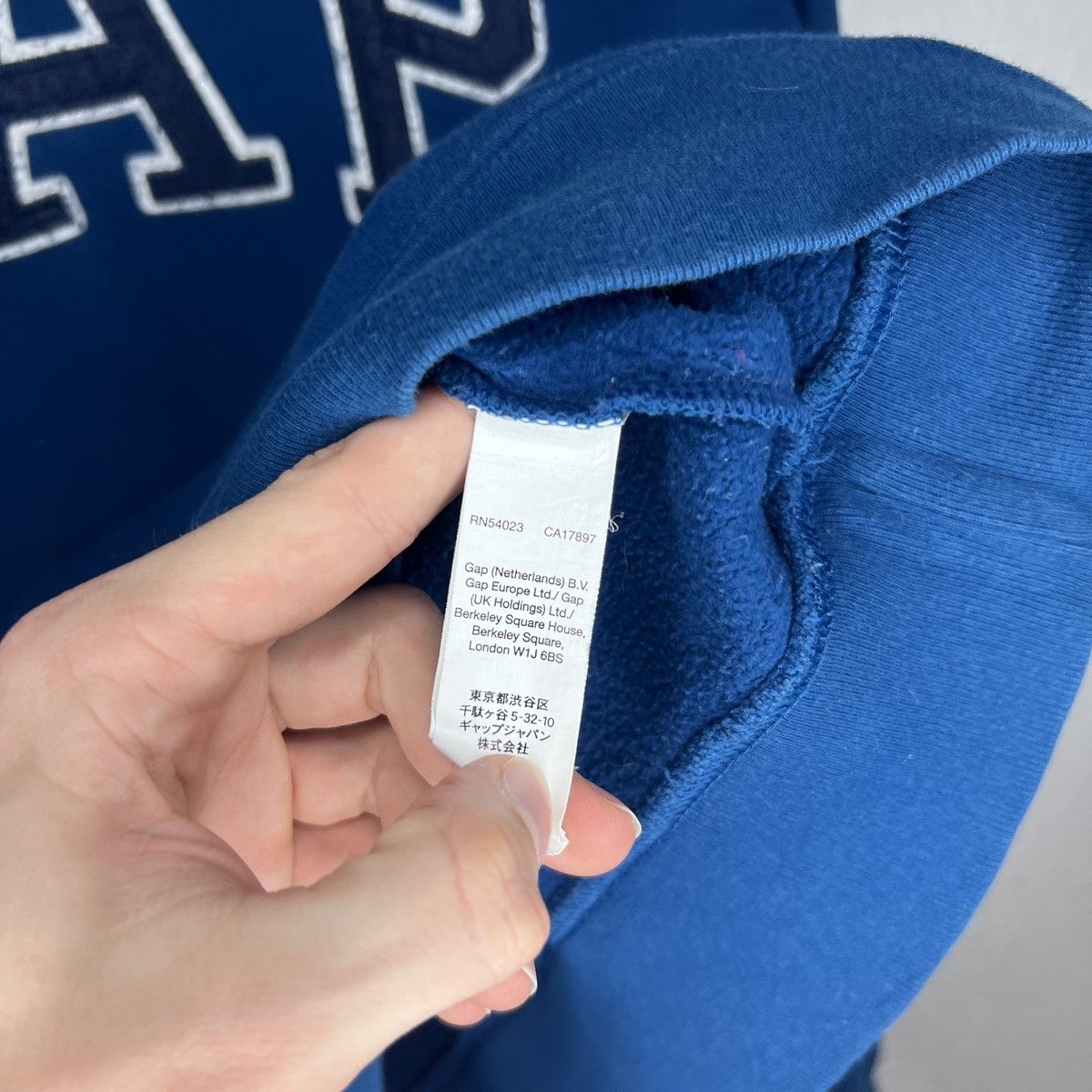 Gap × Vintage Gap Vintage Hoodie Navy Big Logo Spellout Retro Y2K Drill Size US M / EU 48-50 / 2 - 6 Thumbnail