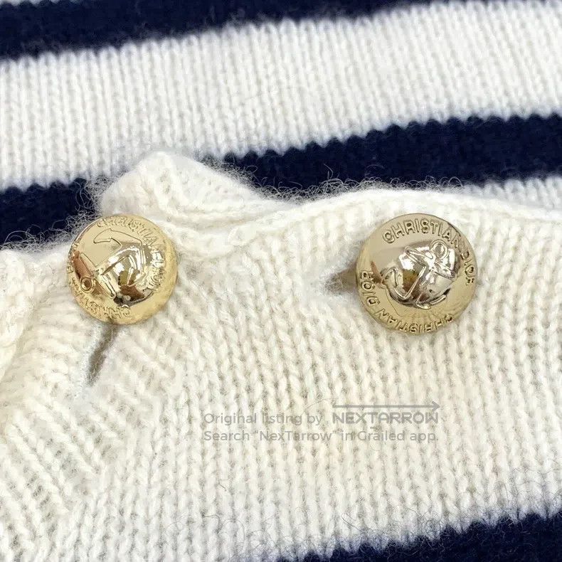 Dior Dior Beige letter inlaid striped cashmere round-neck long- Size S / US 4 / IT 40 - 6 Thumbnail