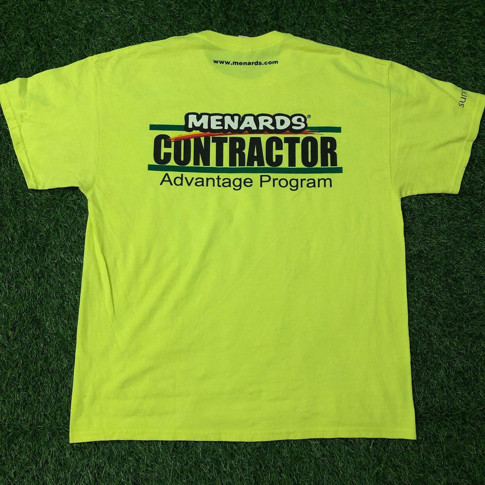 Gildan Fluorescent Yellow ‘Menards’ Contractor Graphic Tee Size US XL / EU 56 / 4 - 2 Thumbnail