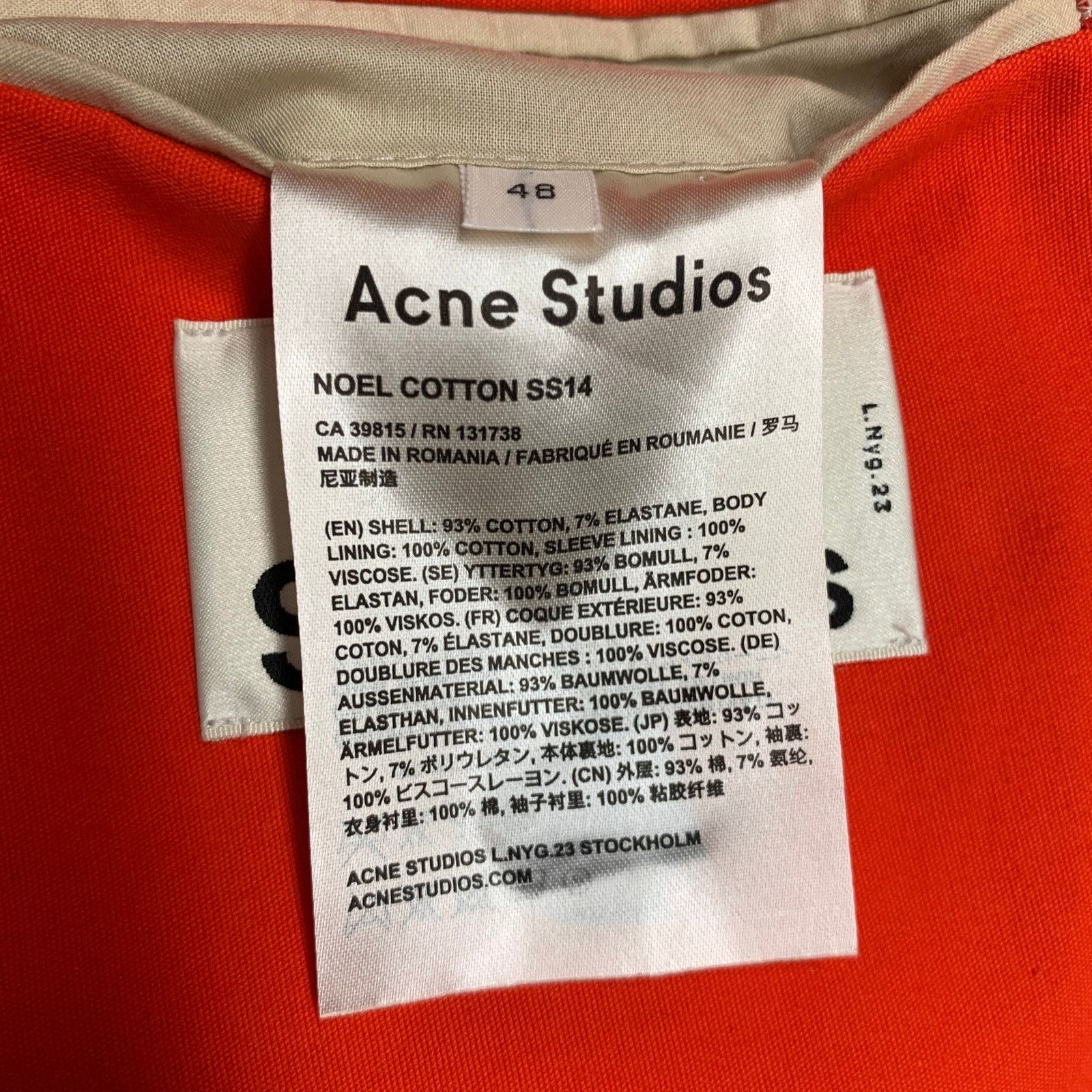 Acne Studios ACNE STUDIOS Size 38 Orange Cotton Blend Sport Coat Size 38R - 9 Thumbnail