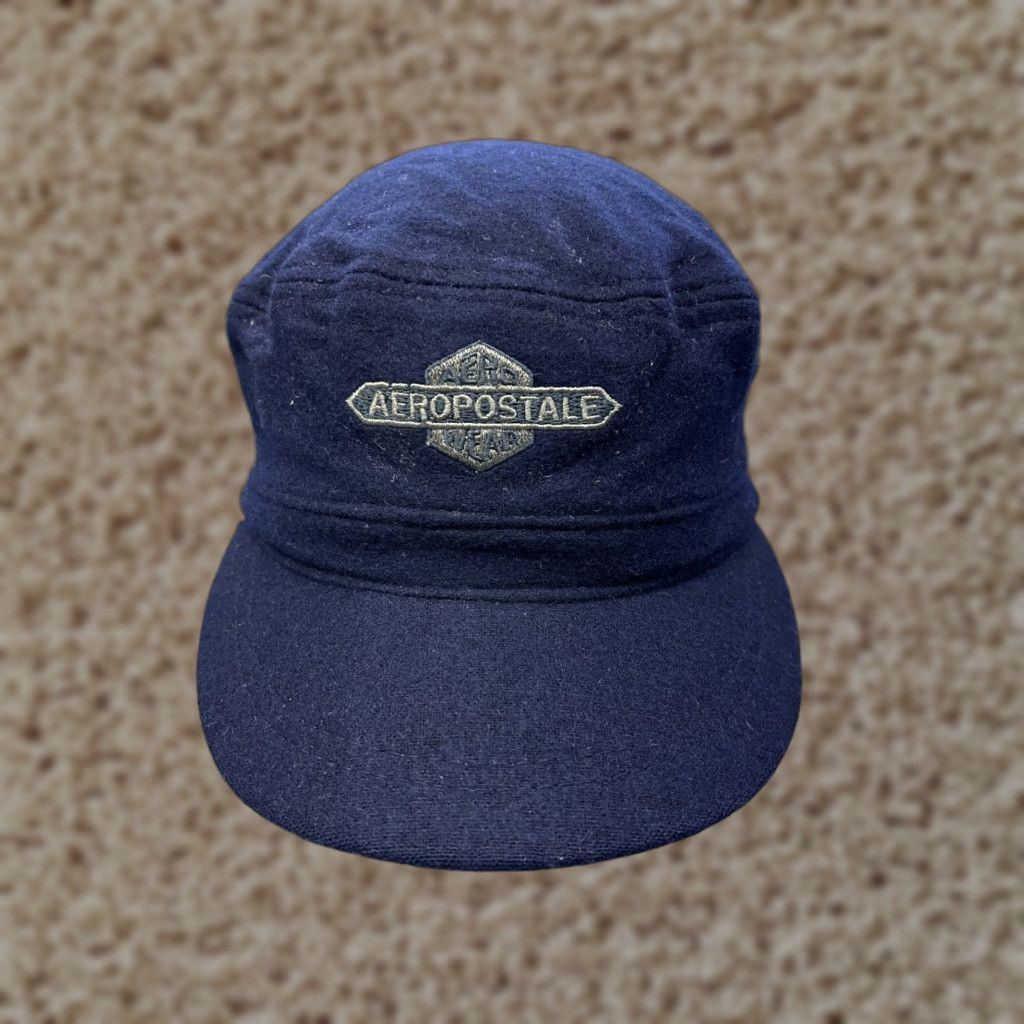 Vintage Aéropostale Army Cap Hat Unisex Adults One Size Blue Knit Wool Blend 90s Style Adjustable Streetwear Men Women Size ONE SIZE - 1 Thumbnail