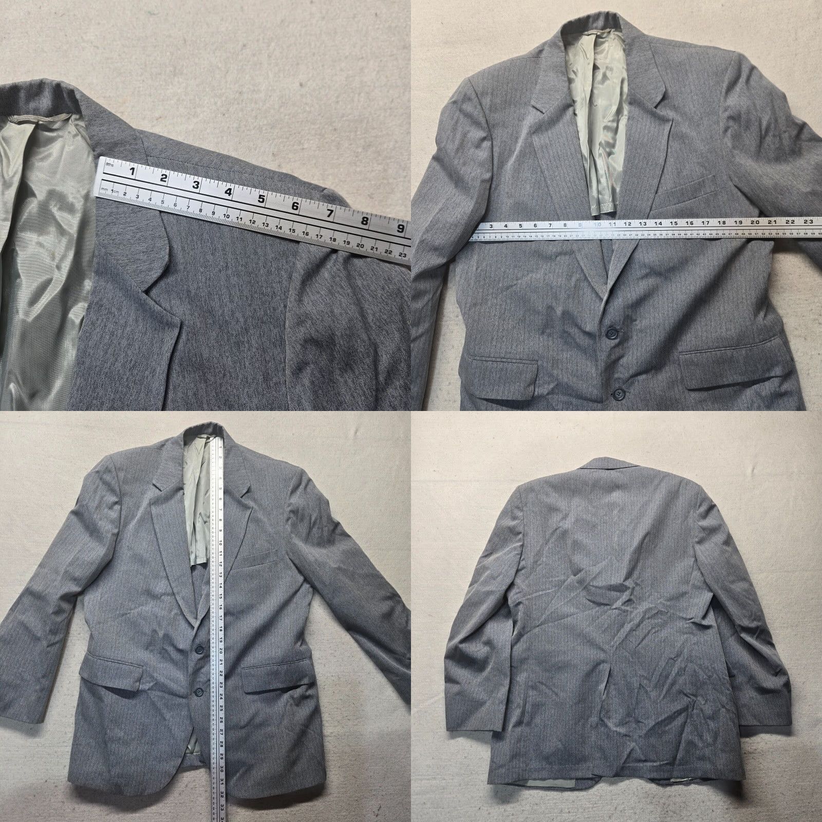 Vintage Woodmere Blazer Shirt Gray 2 Button Adult Mens Size 44 R City Classic Modern 80s 90s Designer Italian Wedding Jacket Size 44R - 8 Thumbnail