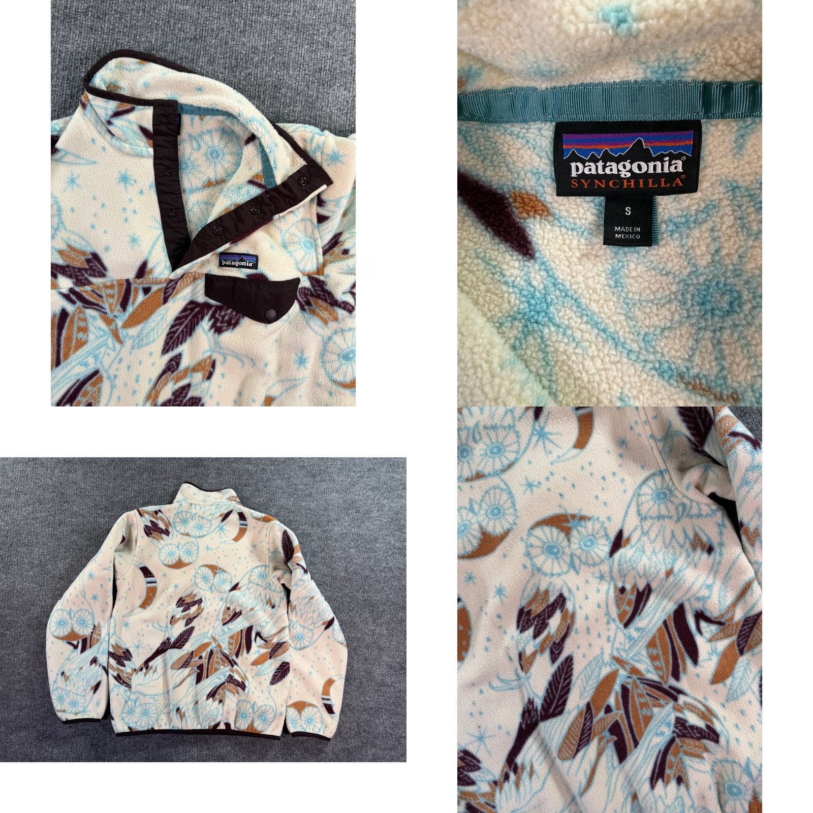 Patagonia Patagonia Synchilla Fleece Pullover Jacket Adult Small Cream Owl Print AOP Size S / US 4 / IT 40 - 8 Thumbnail