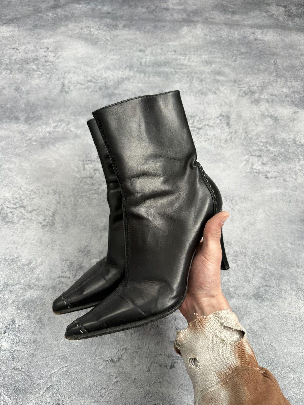 Gucci Gucci by Tom Ford Vintage Leather Boots Black Heels 39 1/2C Size US 9.5 / IT 39.5 - 3 Thumbnail