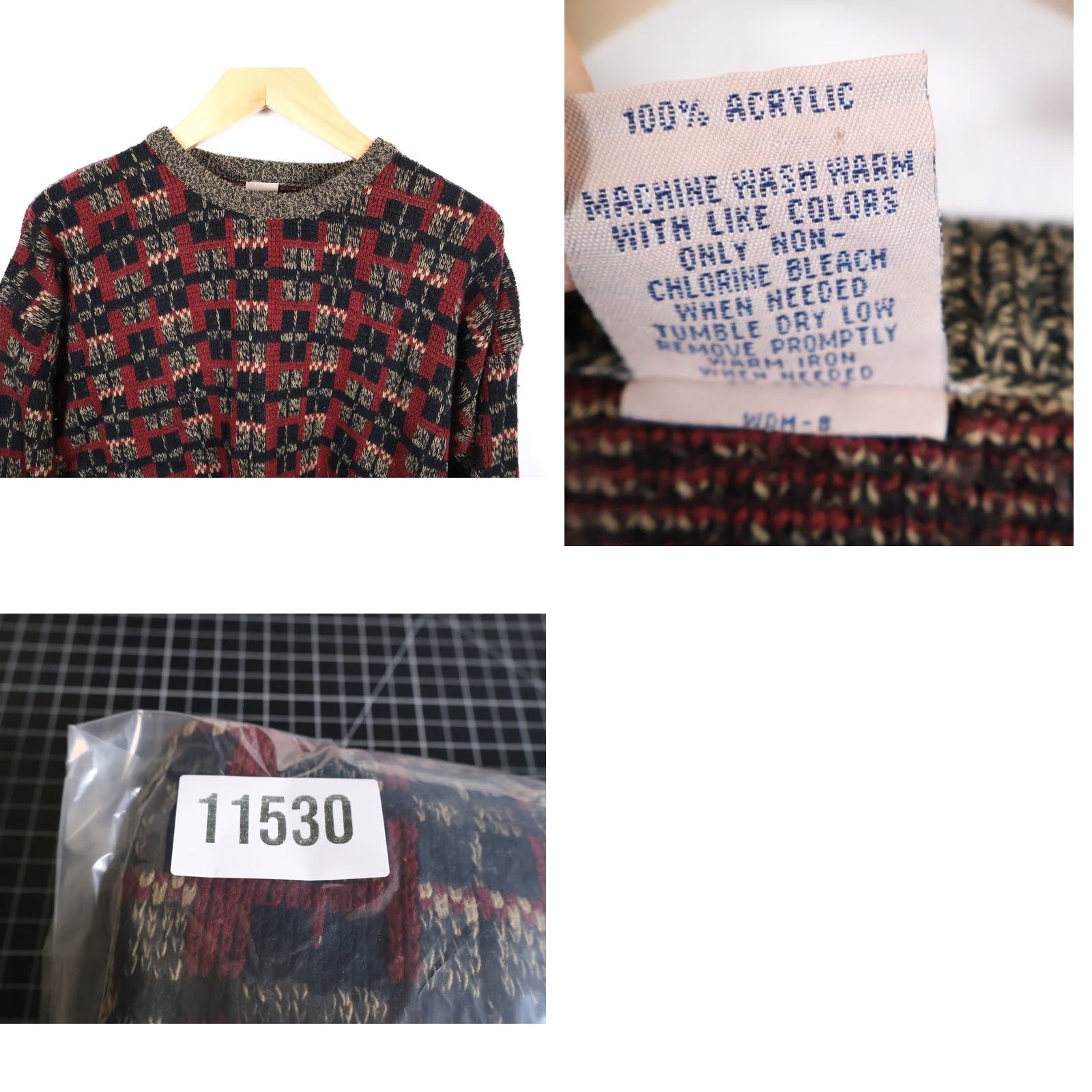 Vintage VINTAGE Windridge 90s Plaid Sweater Mens XL Red Gray Lightweight Knit Crew Neck Pullover Casual Size US XL / EU 56 / 4 - 8 Thumbnail