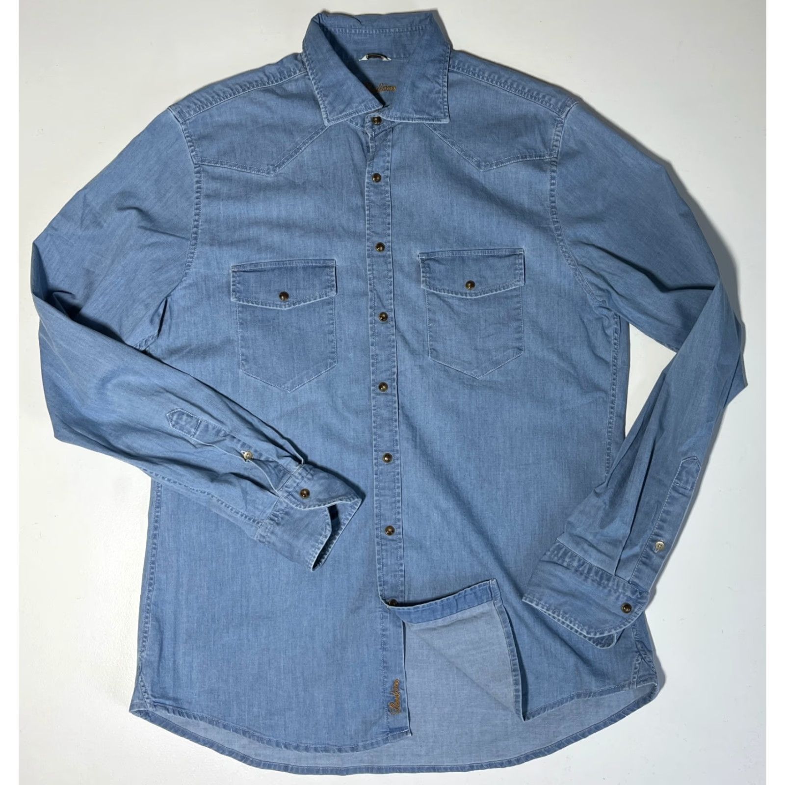 Vintage VINTAGE Stenströms Men’s Denim Pearl Snap Western Shirt L Blue Cotton Cotton Denim Casual Pockets Western 90s Mens Size US L / EU 52-54 / 3 - 4 Thumbnail
