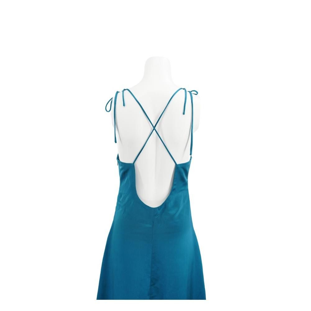 Designer Jason Wu Teal Satin Halter Midi Dress Size M Size M / US 6-8 / IT 42-44 - 7 Thumbnail