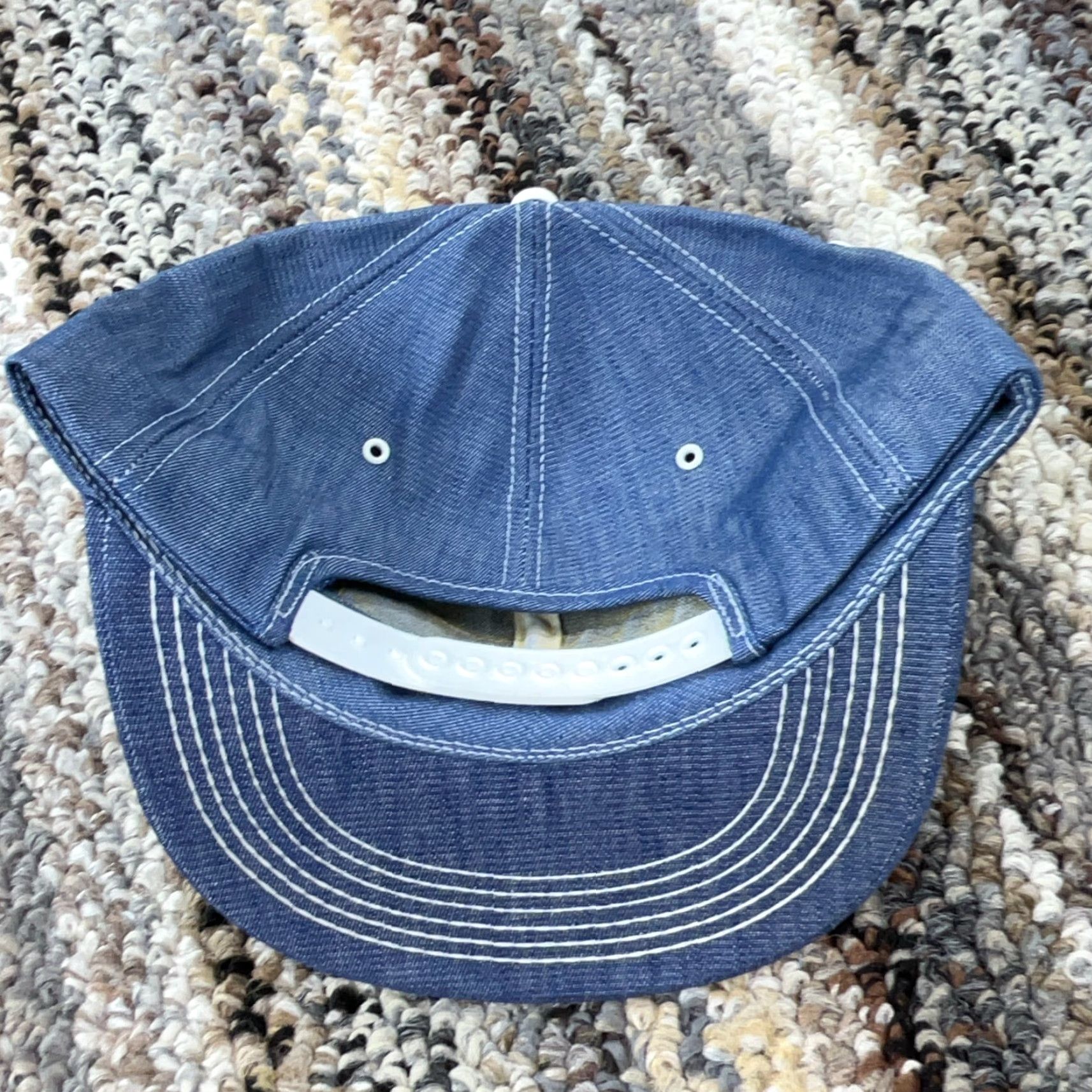 J Brand VINTAGE K-BRAND Trucker Hat Cap Snap Back Denim USA Patch 80s 90s Classic Retro Adjustable Mens One Size Blue Denim Hat Size US 35 - 3 Thumbnail