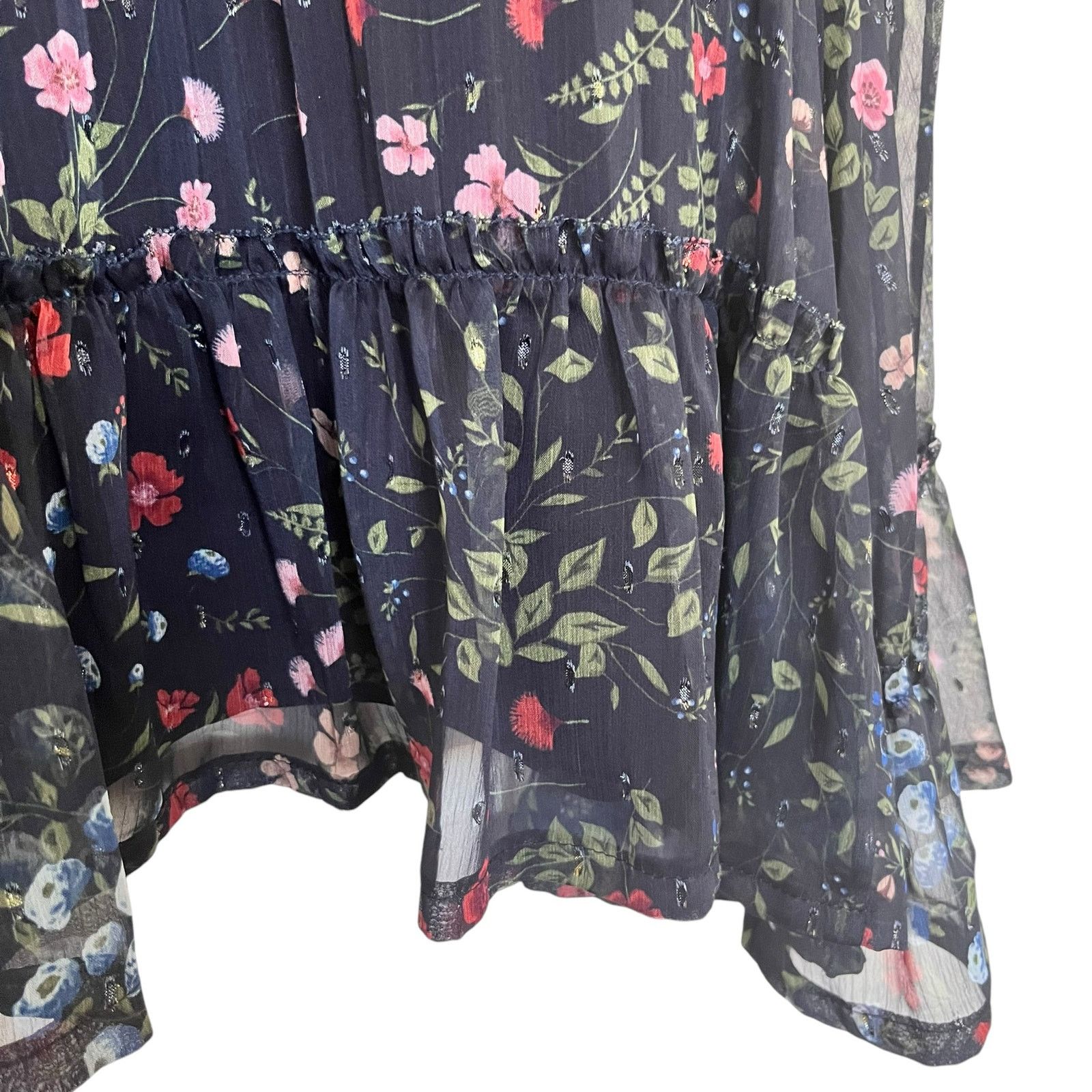 Joie Joie Noora Midnight Navy Floral Print Pleated Midi Skirt Size 26" / US 2 / IT 38 - 4 Thumbnail