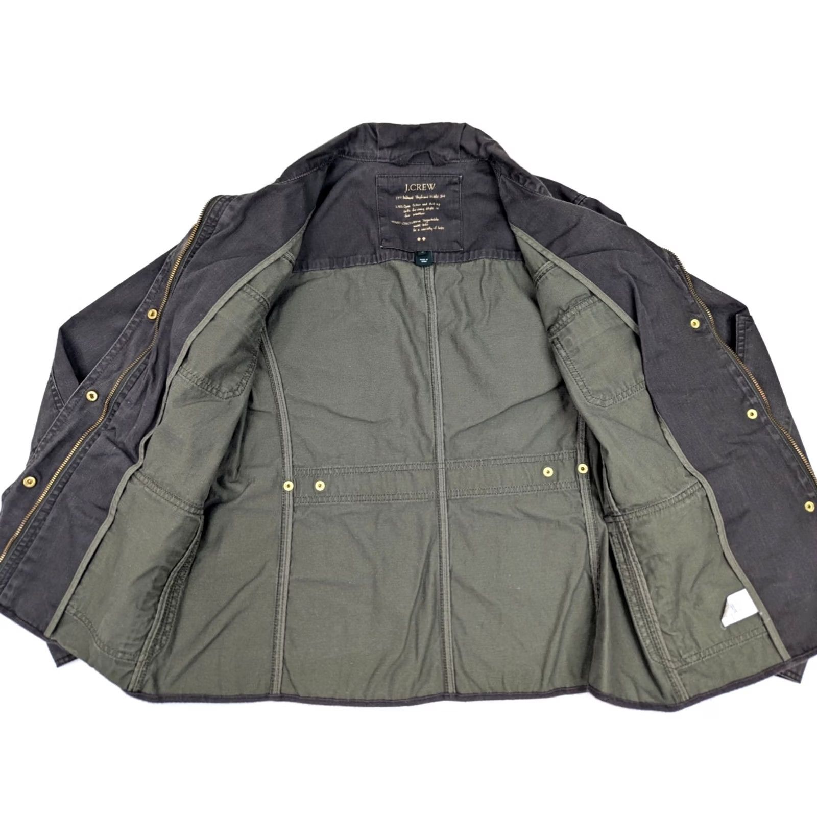 J.Crew J. Crew Field Jacket M Olive Green Cotton Relaxed Boyfriend w Gold Snaps Women Size M / US 6-8 / IT 42-44 - 4 Thumbnail