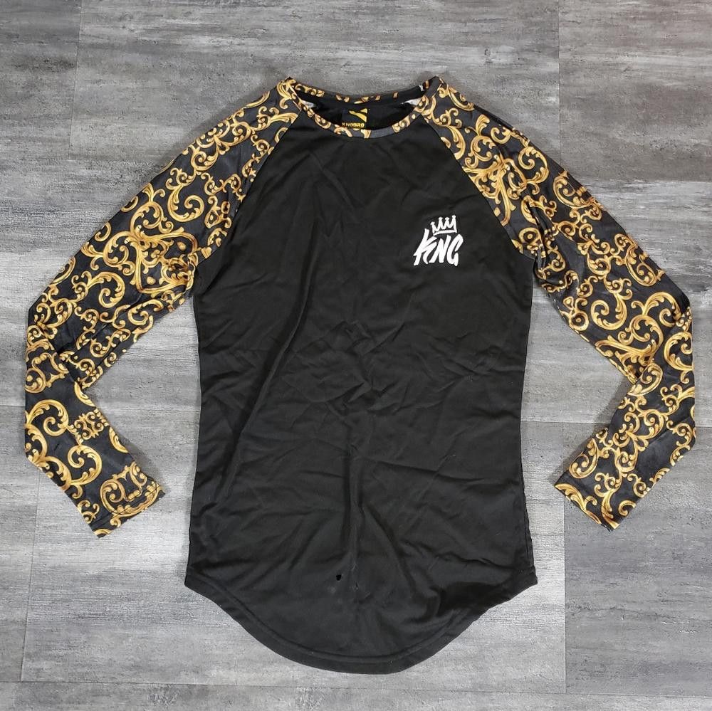 Designer Black Gold Detailed KNGBRO Long Sleeve Size US S / EU 44-46 / 1 - 1 Thumbnail