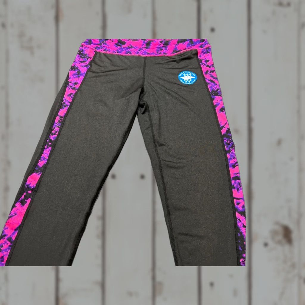 Vintage ZONE PRO Activewear Leggings Medium M Black Pink Geometric Compression Stretch Womens Size 32" / US 10 / IT 46 - 1 Thumbnail