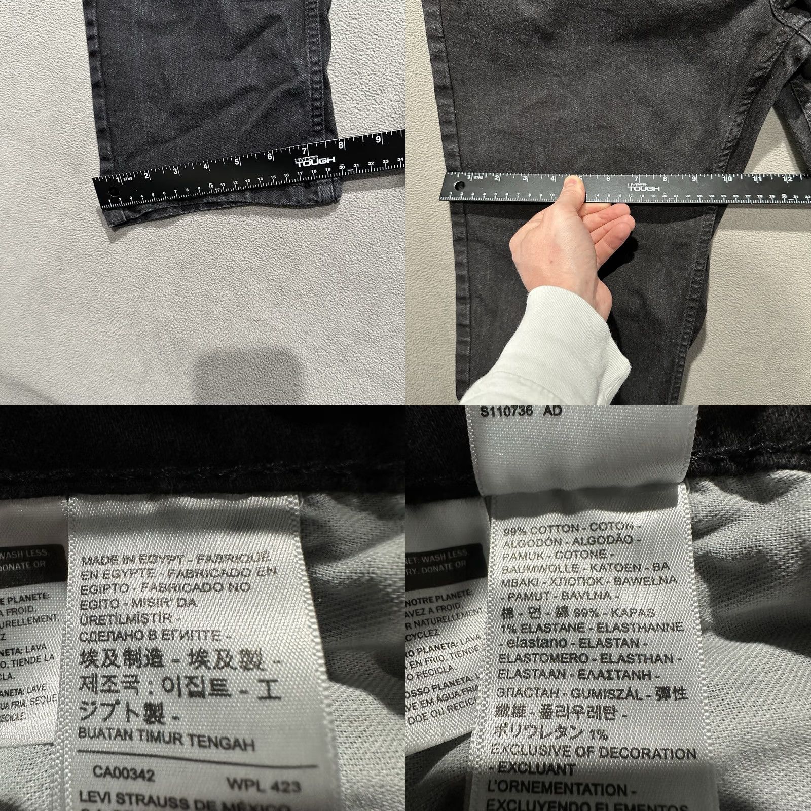 Levi's Levi's Jeans Mens Black Denim Relaxed Fit Straight Leg Stretch 36x32 Size US 36 / EU 52 - 9 Thumbnail