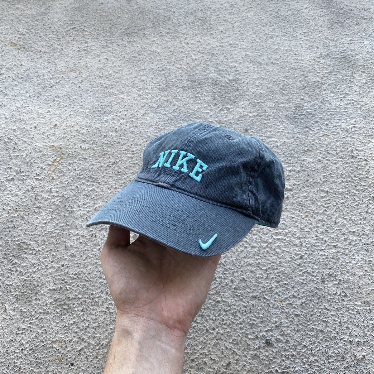 Nike Vintage Nike Center Small Swoosh Trashed Cap Hat distressed Size ONE SIZE - 1 Thumbnail